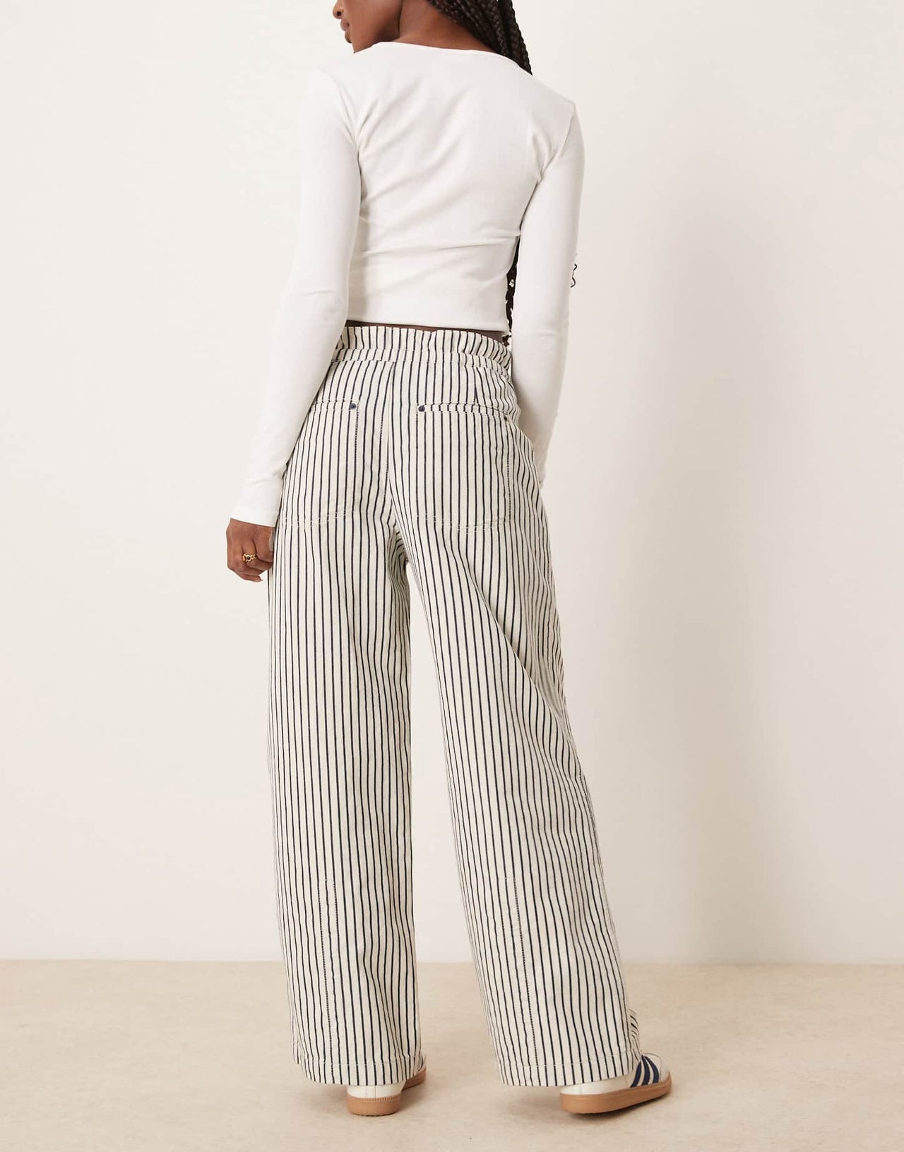 Free People dakota striped cinched waist pull - on jeans in multi - ASOS Sample Sale