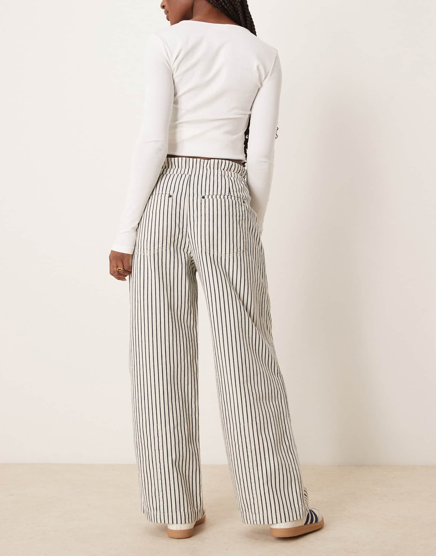 Free People dakota striped cinched waist pull - on jeans in multi - ASOS Sample Sale