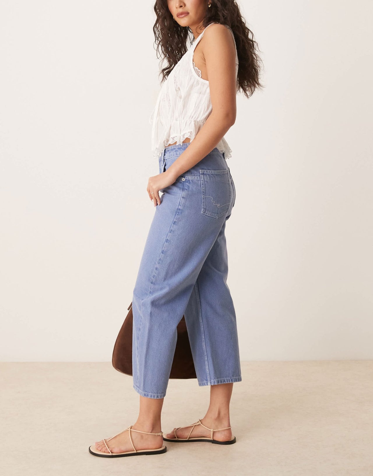 Free People deep trance mid rise straight leg jeans in ocean blue - ASOS Sample Sale