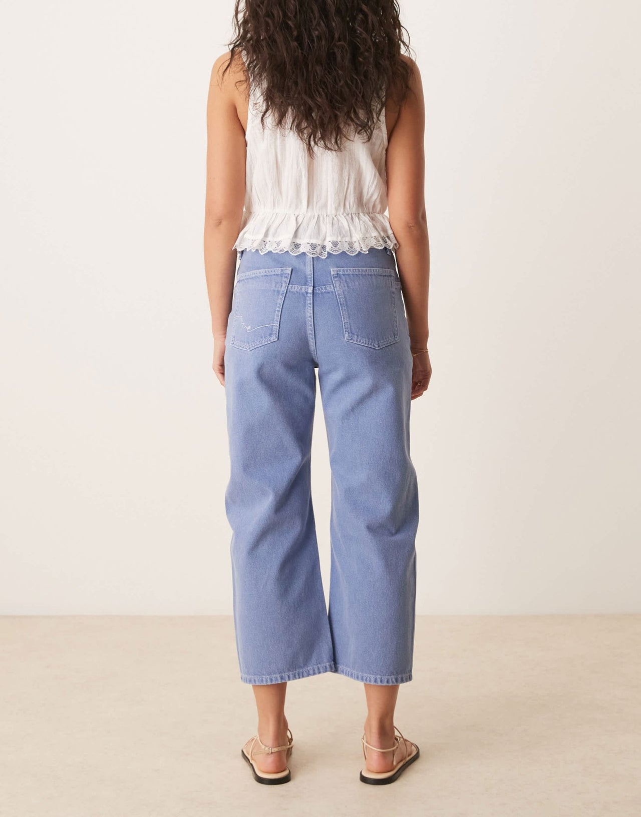 Free People deep trance mid rise straight leg jeans in ocean blue - ASOS Sample Sale
