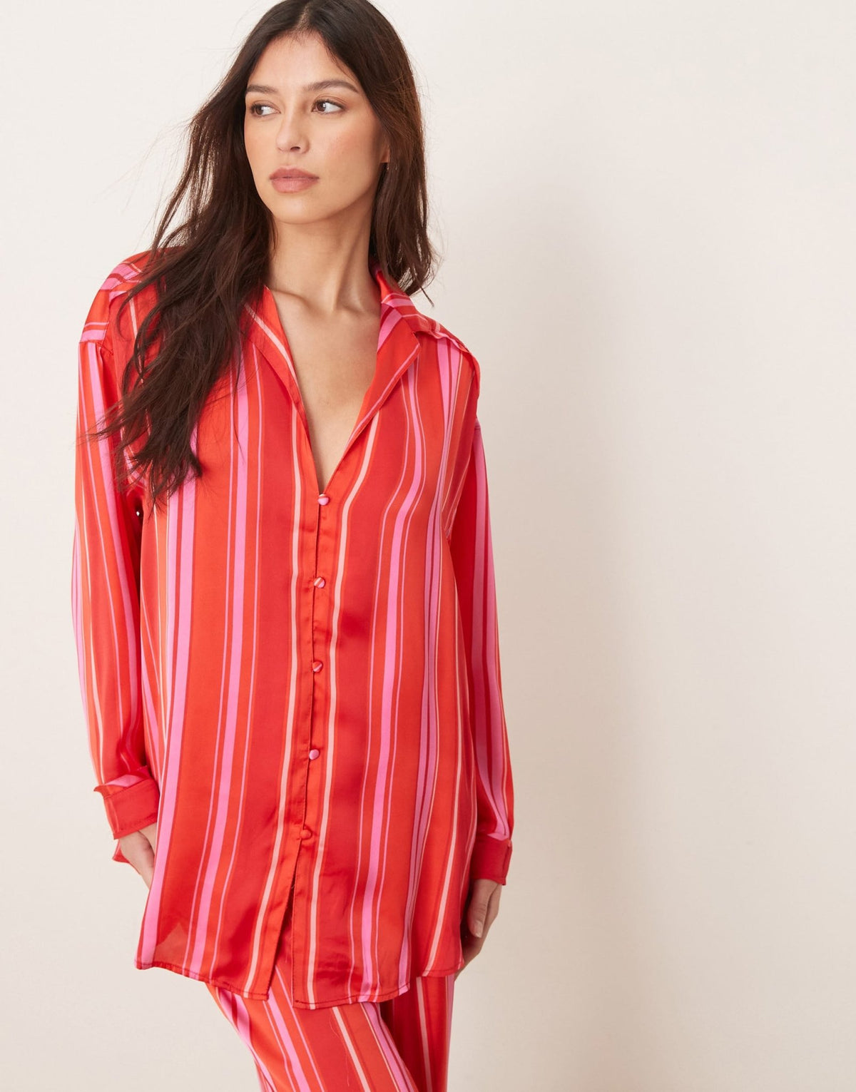 Free People dreamy days satin striped pyjama set in pink - ASOS Sample Sale