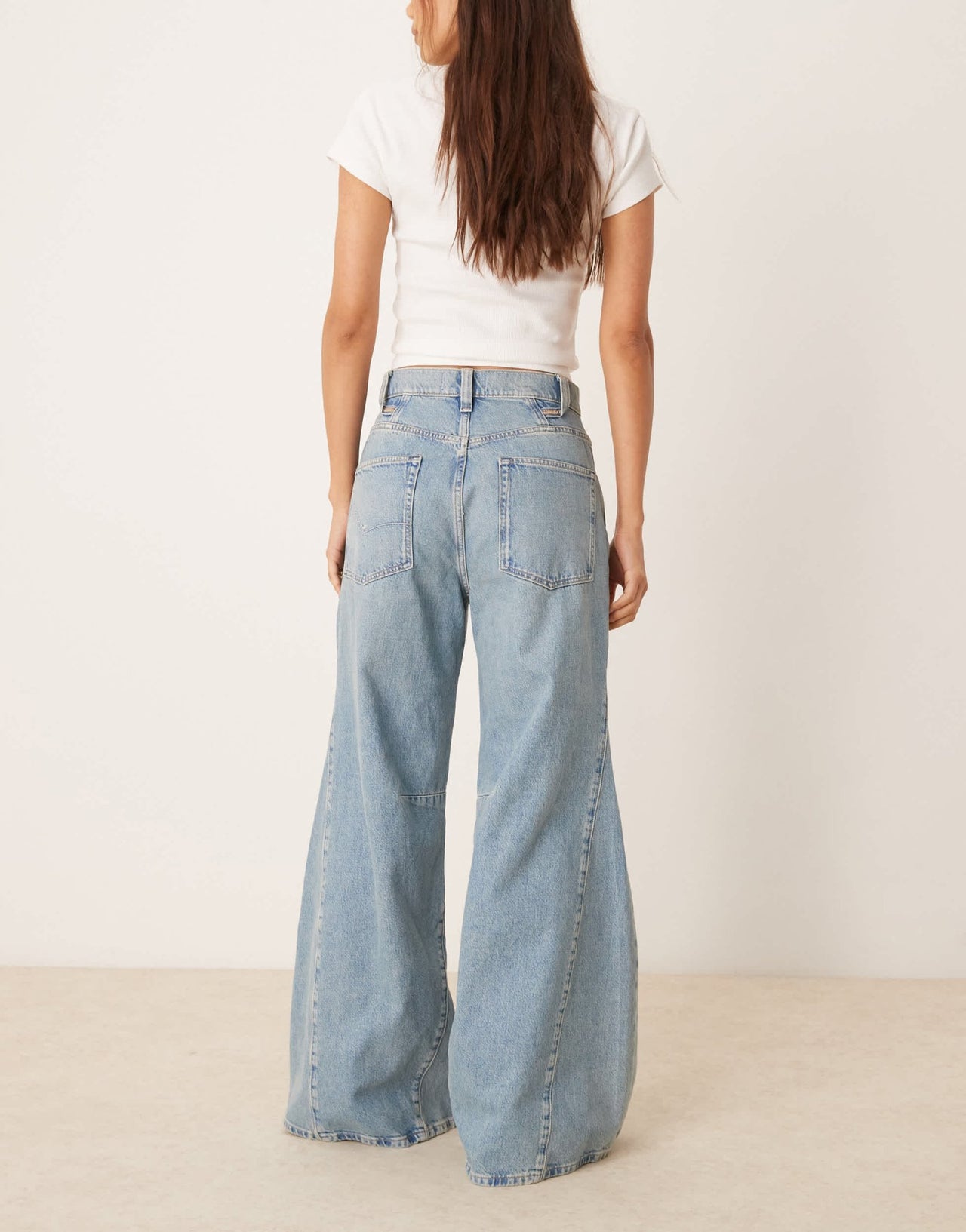 Free People eden high waist slouchy flared jean in mid wash blue - ASOS Sample Sale