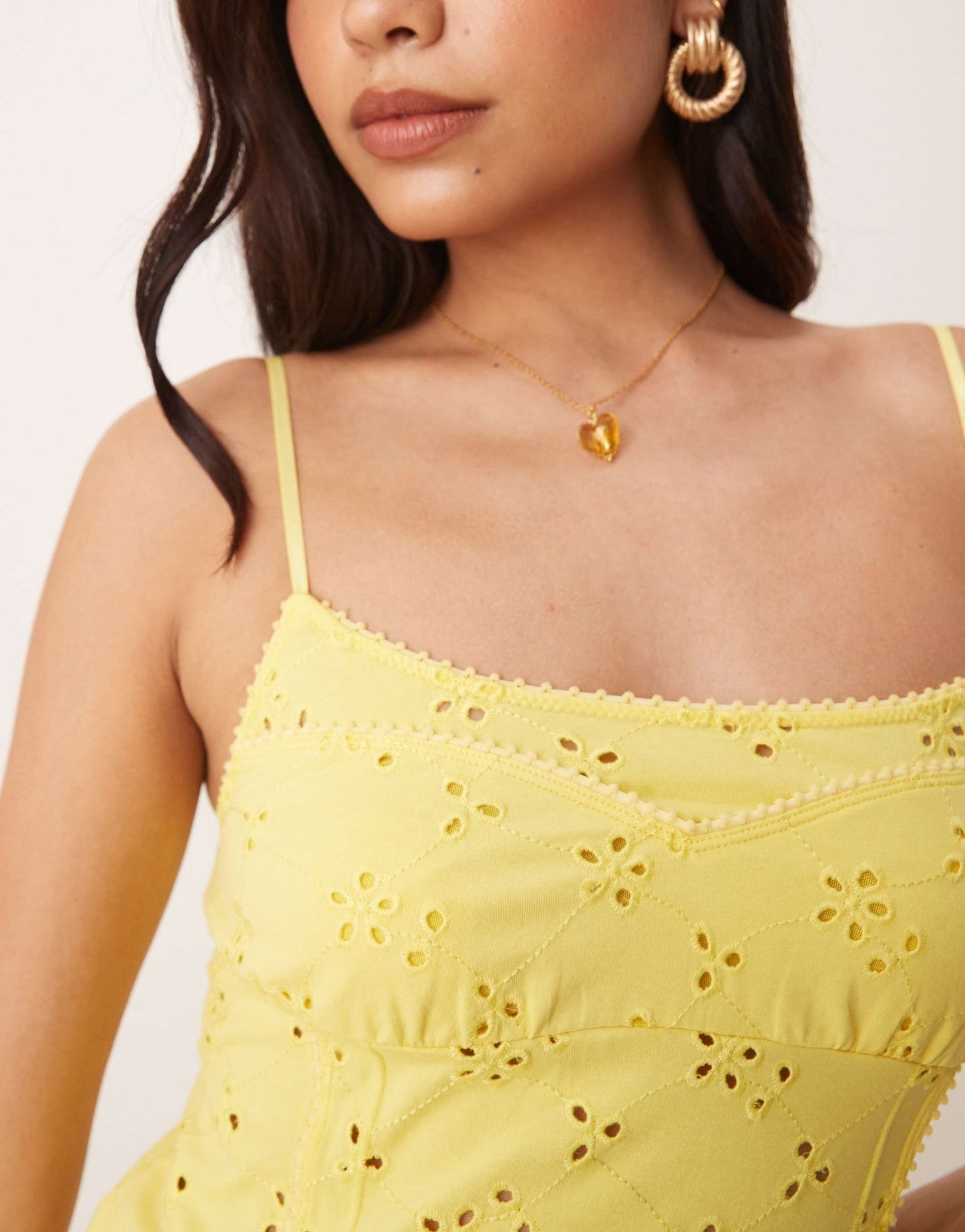 Free People full bloom pointelle mini slip dress in banana cream yellow - ASOS Sample Sale