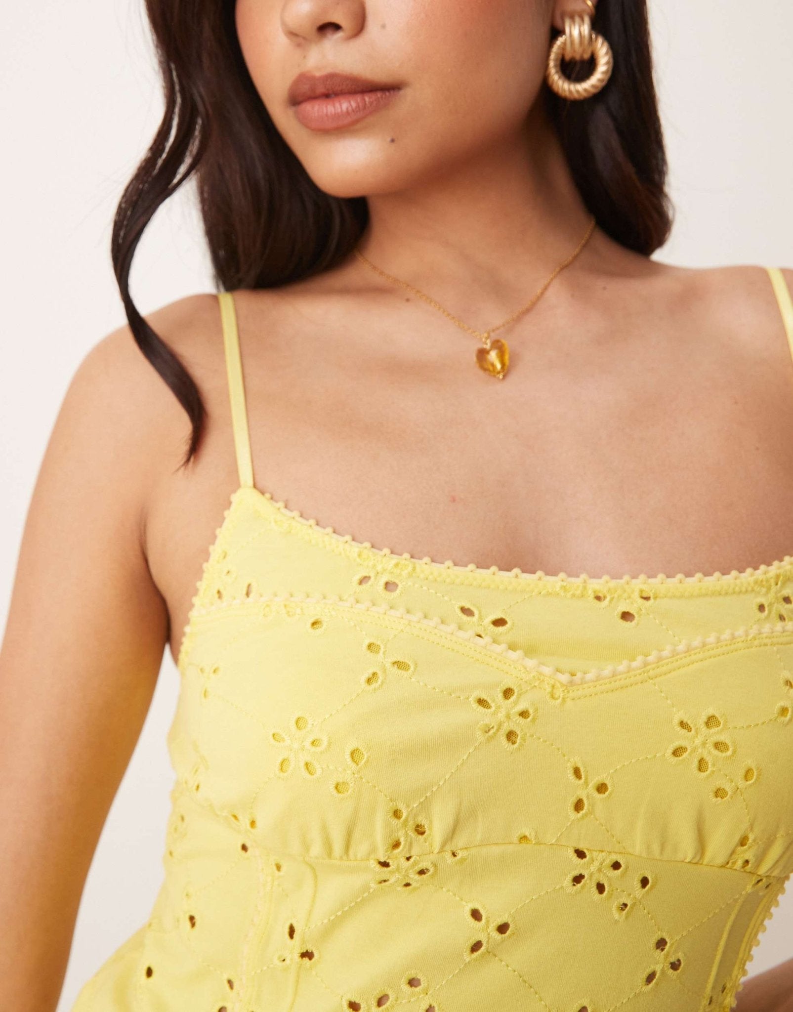 Free People full bloom pointelle mini slip dress in banana cream yellow - ASOS Sample Sale