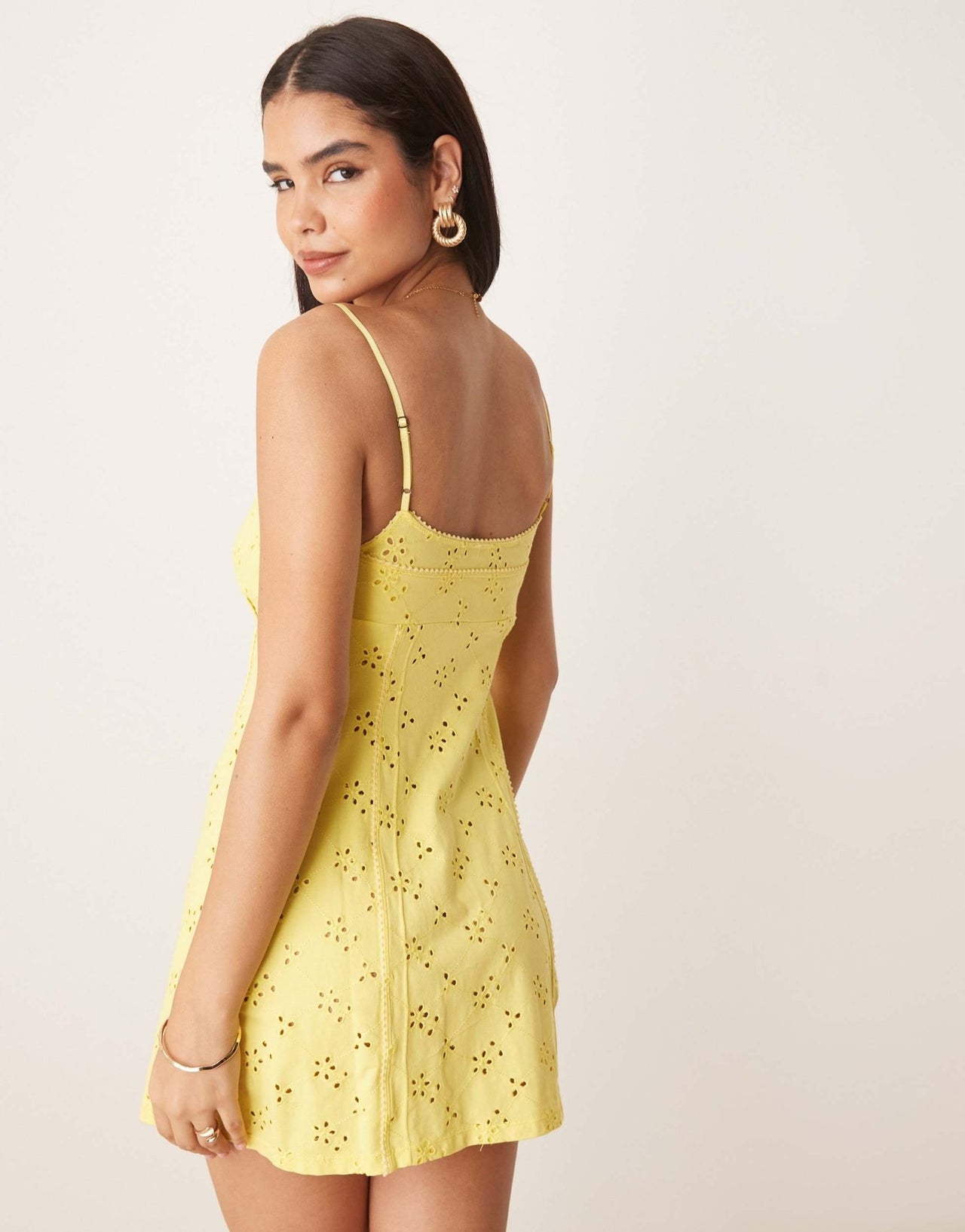 Free People full bloom pointelle mini slip dress in banana cream yellow - ASOS Sample Sale