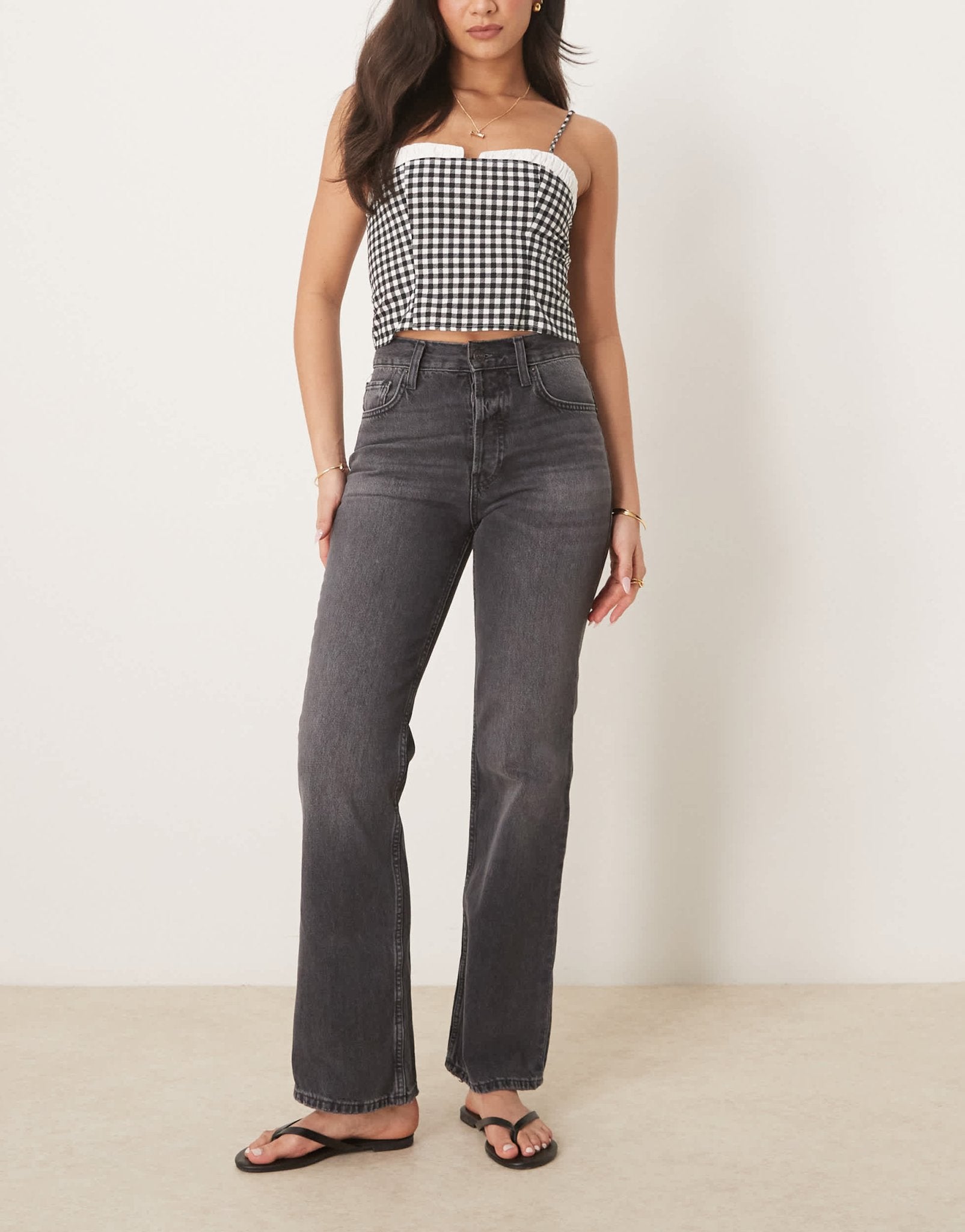 Free People holly bootcut knee jeans in washed black - ASOS Sample Sale
