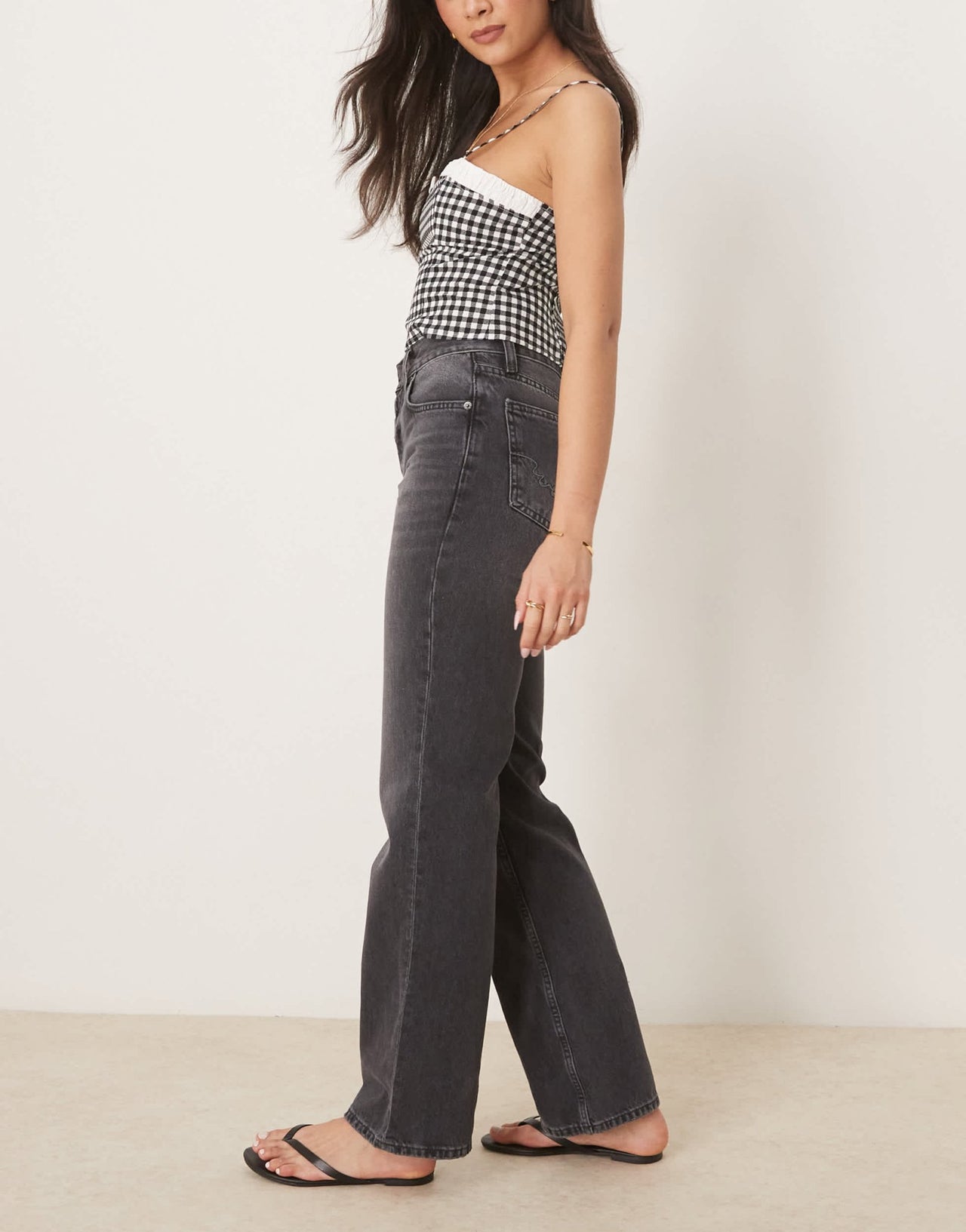 Free People holly bootcut knee jeans in washed black - ASOS Sample Sale