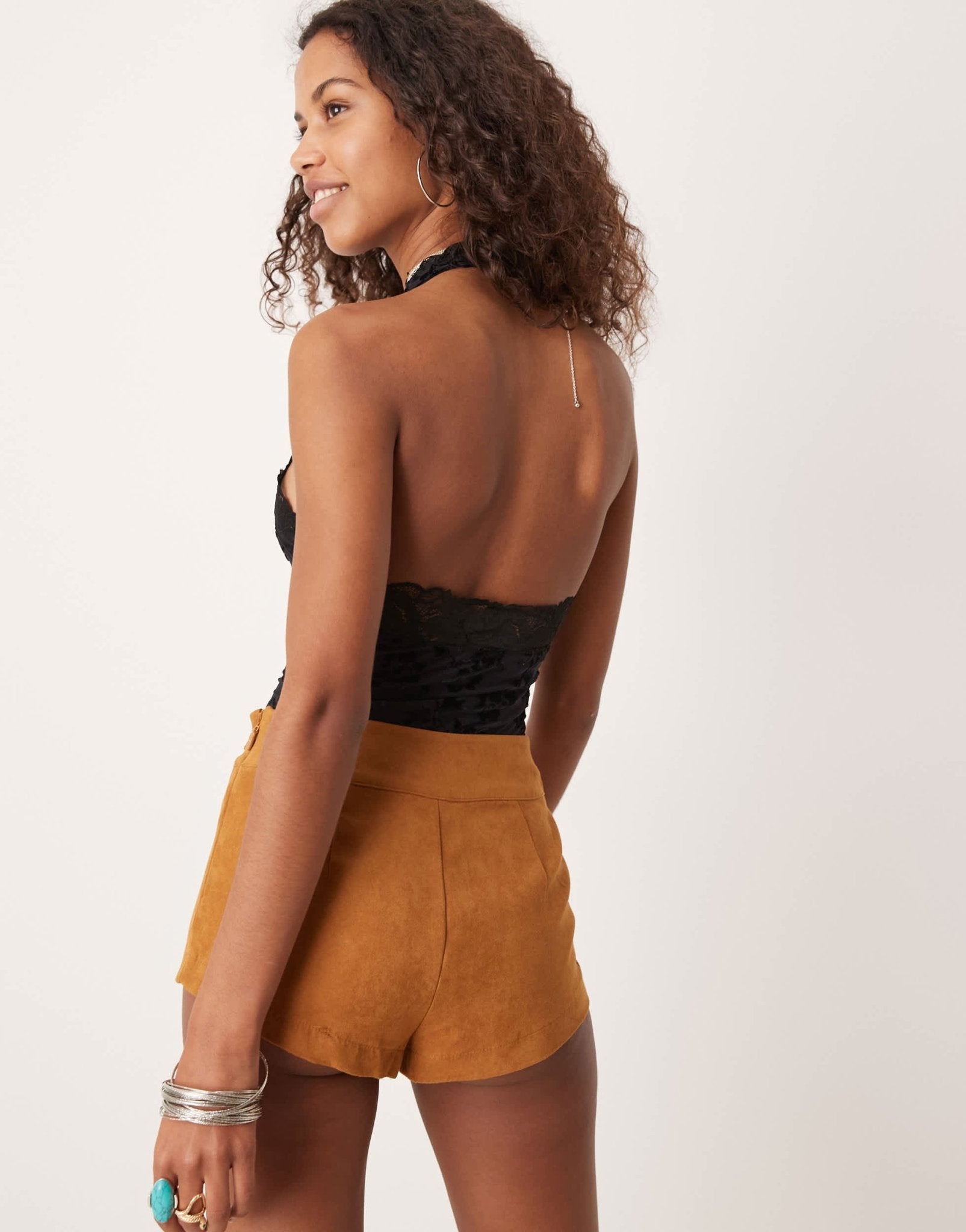 Free People lace flocked bodysuit in black - ASOS Sample Sale
