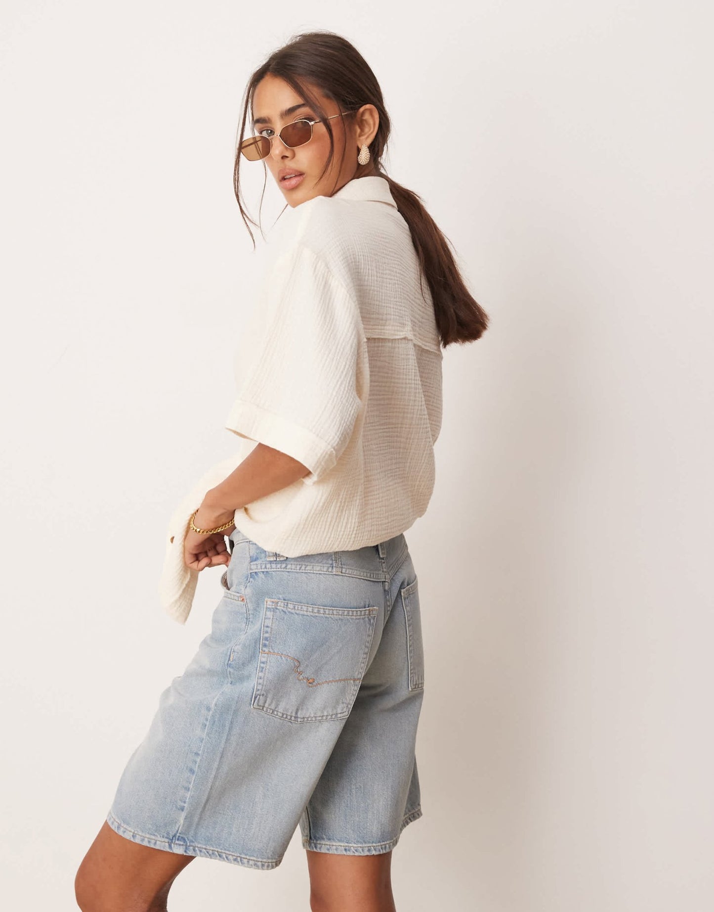 Free People montana relaxed jorts in haven blue - ASOS Sample Sale