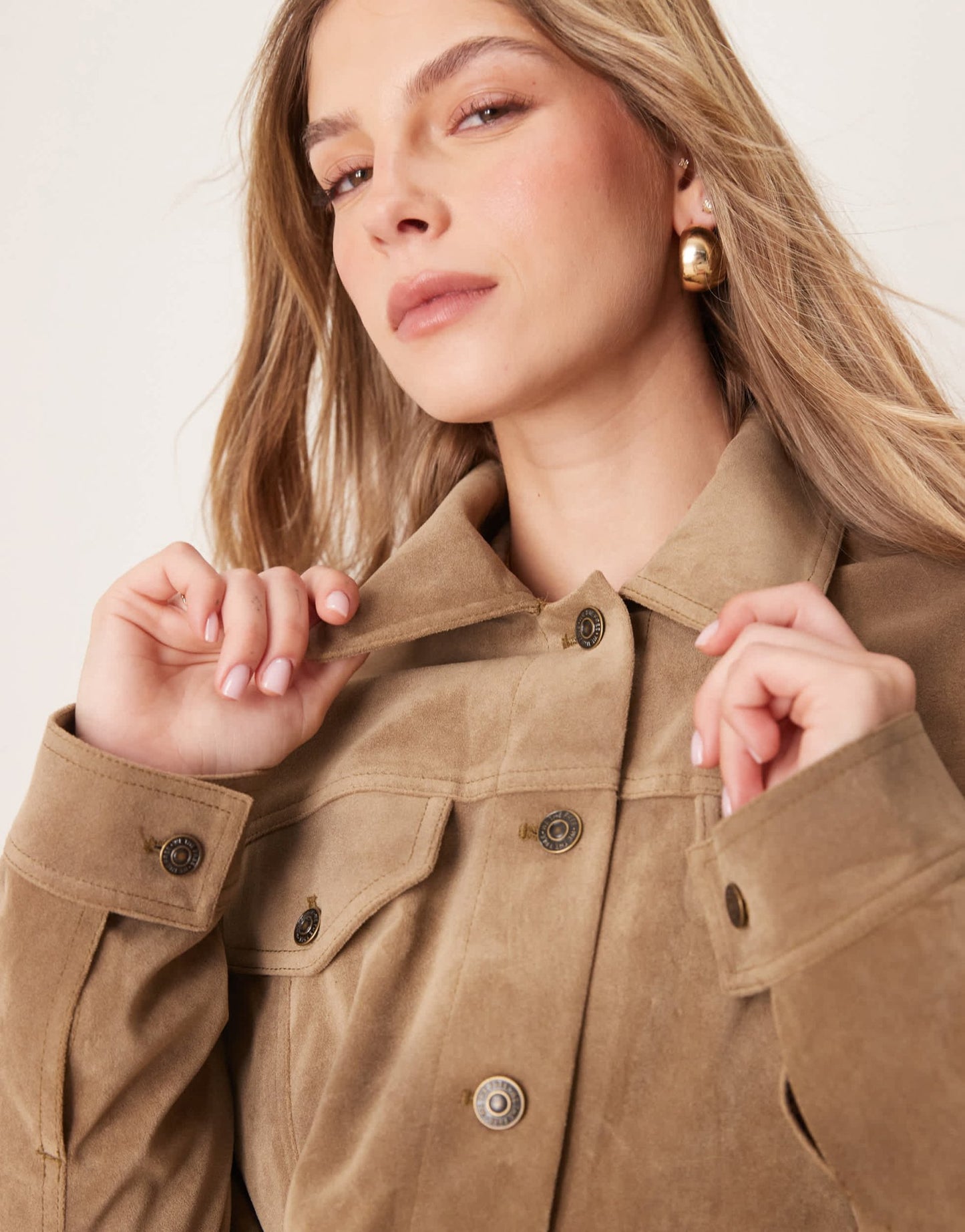 Free People night ranch faux suede jacket in antique bronze - ASOS Sample Sale