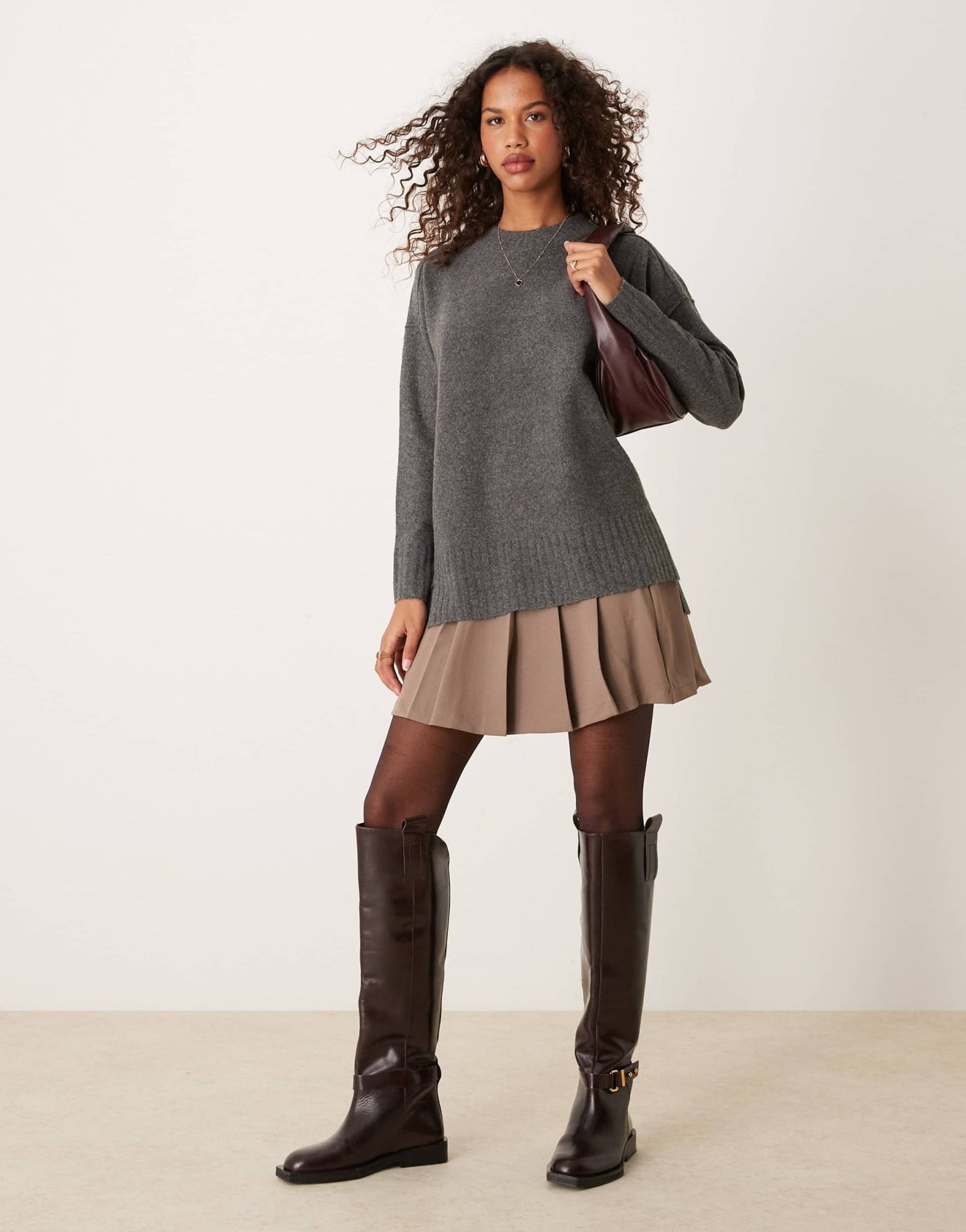 Free People phoebe pullover in dark grey - ASOS Sample Sale