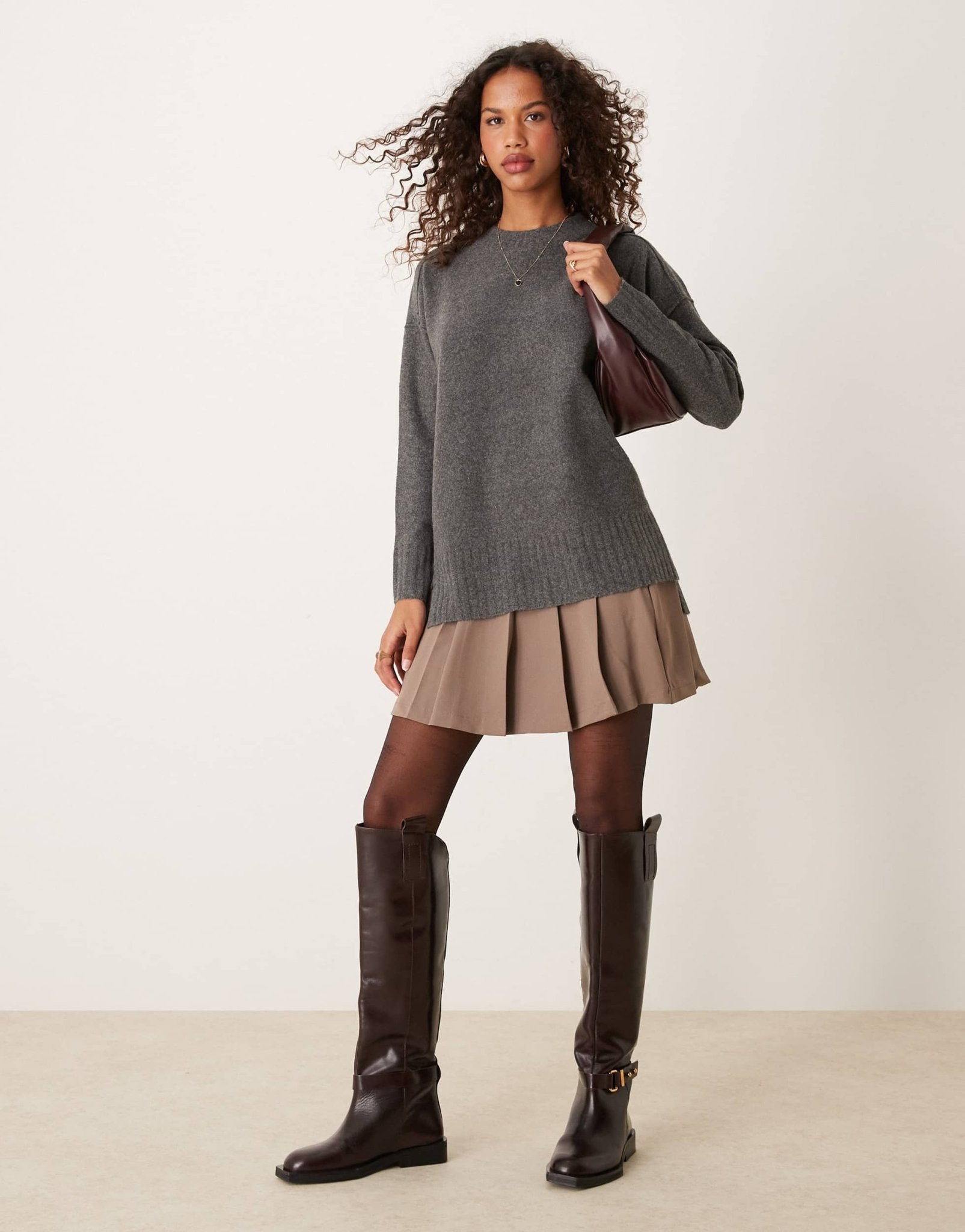 Free People phoebe pullover in dark grey - ASOS Sample Sale