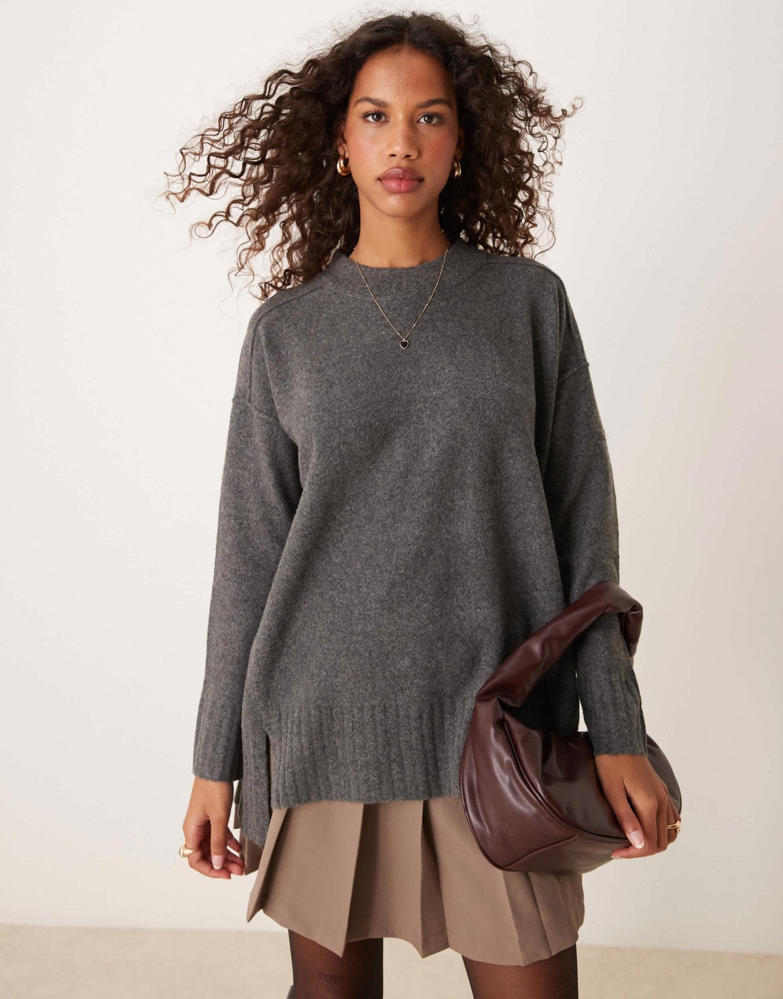 Free People phoebe pullover in dark grey - ASOS Sample Sale