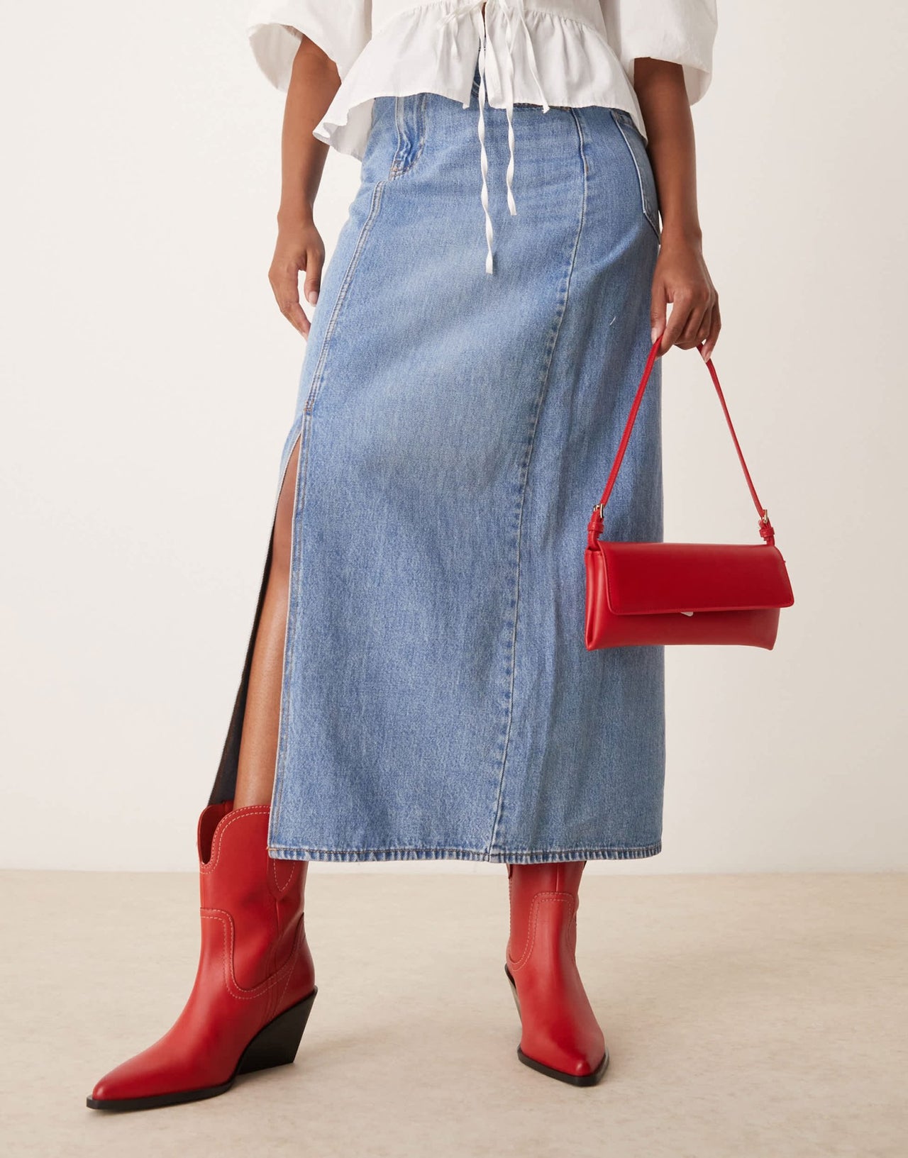 Free People pitchfork heeled western boots in red - ASOS Sample Sale