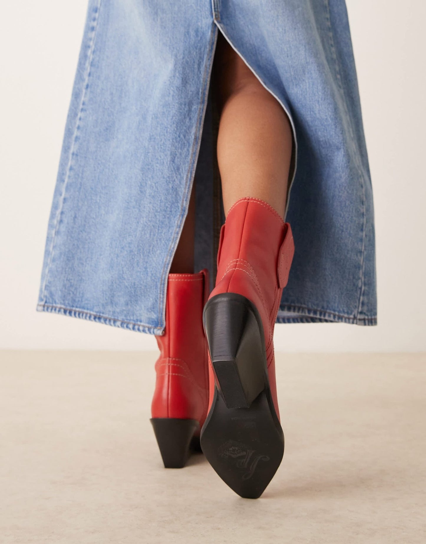 Free People pitchfork heeled western boots in red - ASOS Sample Sale