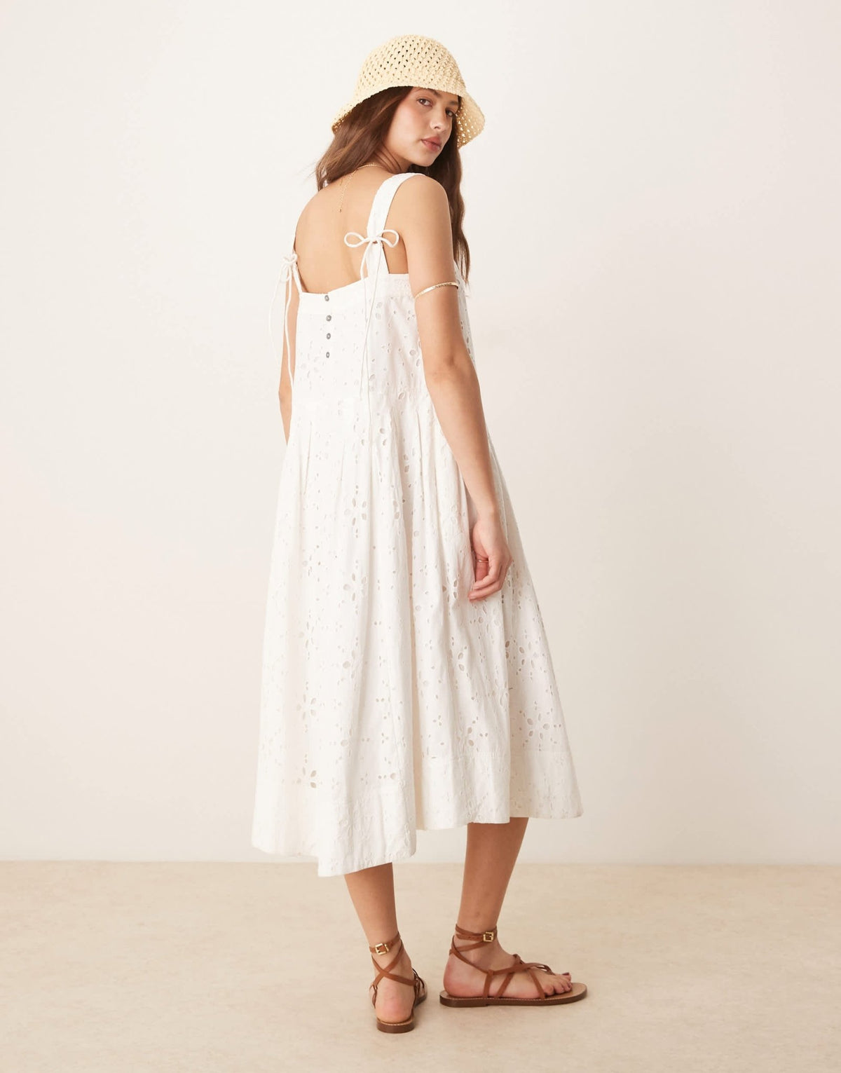 Free People primavera eyelet detail broderie midi dress in white - ASOS Sample Sale