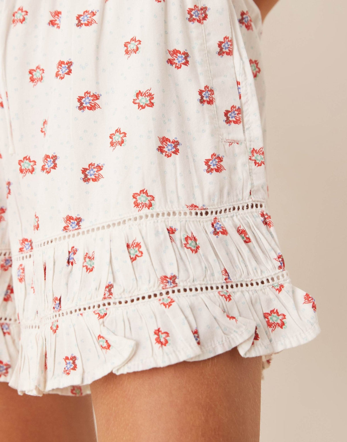 Free People printed pull-on shorts in ivory - ASOS Sample Sale