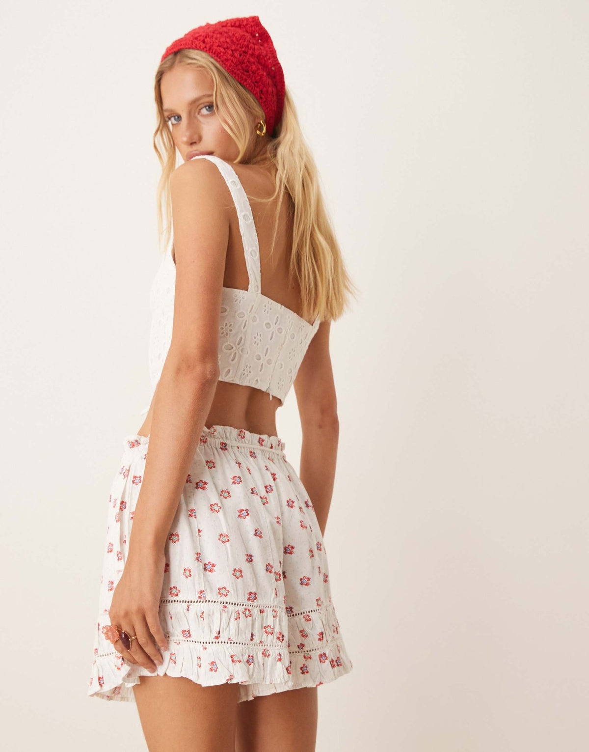 Free People printed pull-on shorts in ivory - ASOS Sample Sale
