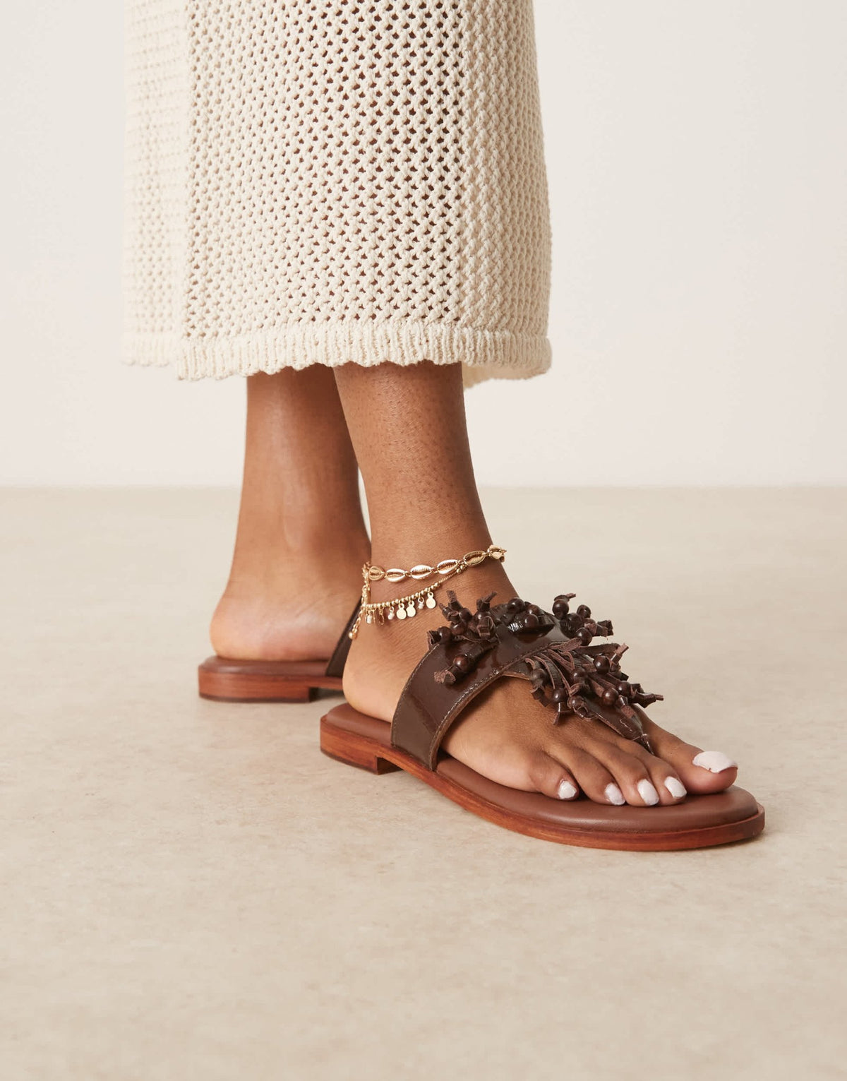 Free People sadie fringe sandal in patent cognac - ASOS Sample Sale