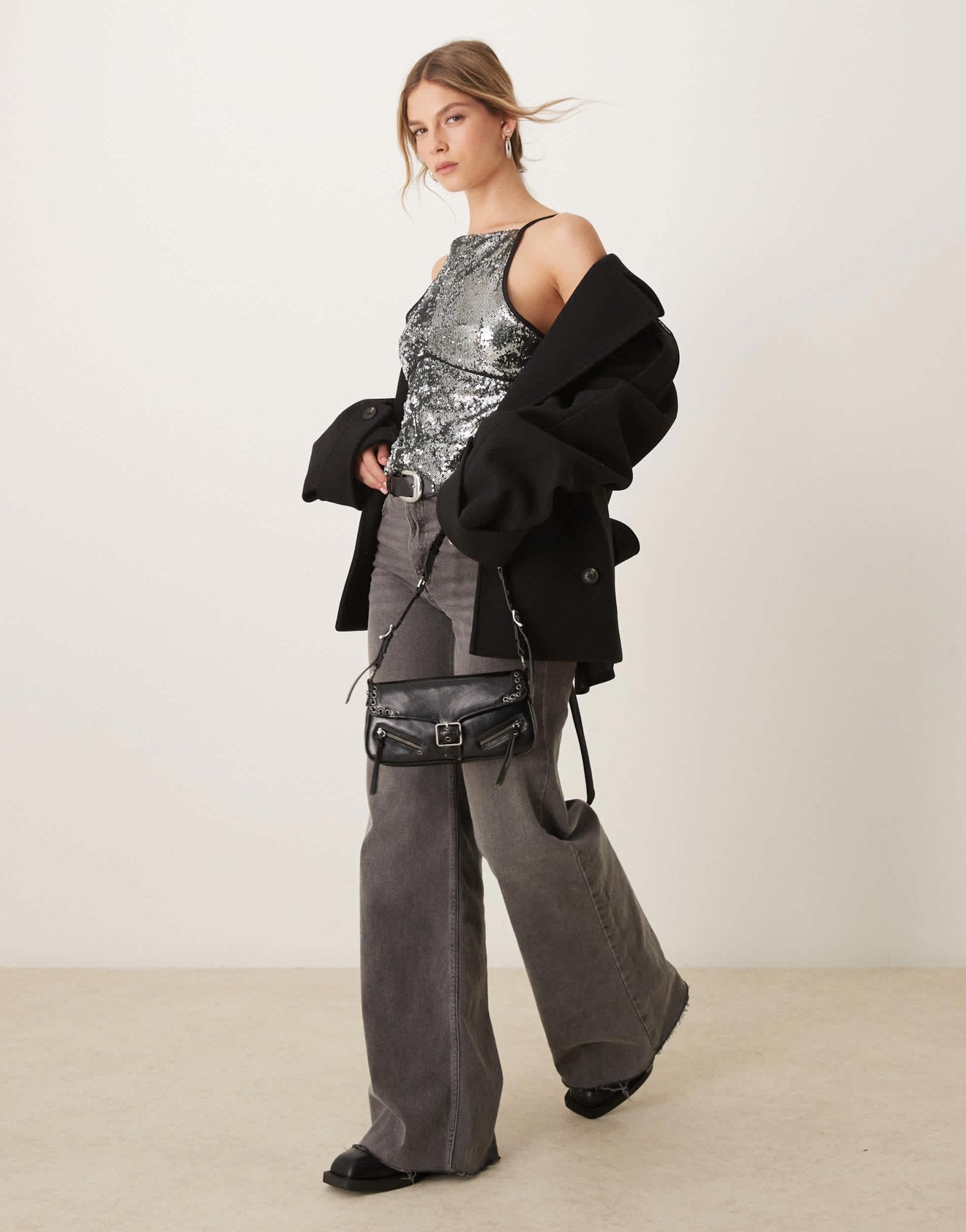 Free People silver sequin backless cami top in silver - ASOS Sample Sale