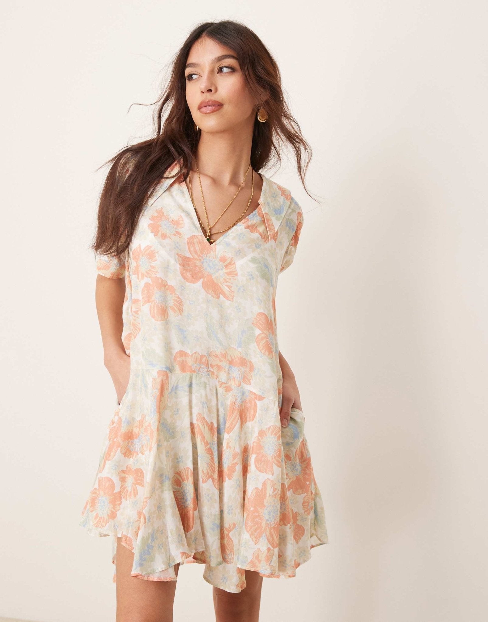Free People sugar crush floral print floaty mini dress in multi - ASOS Sample Sale