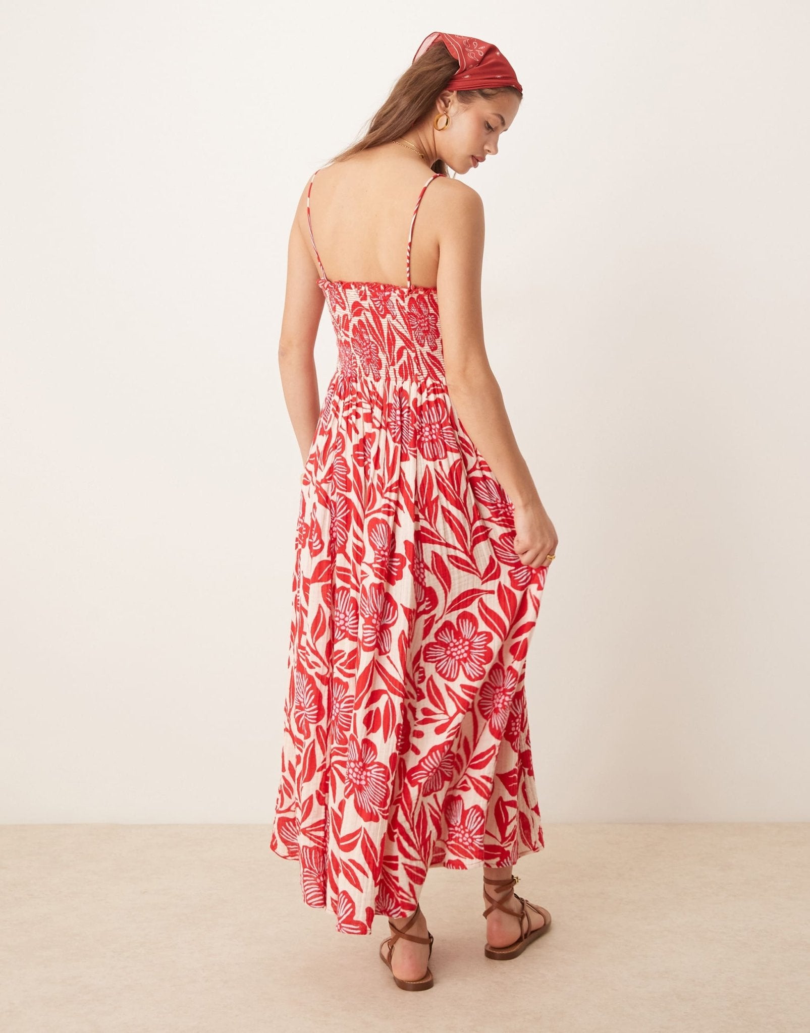 Free People sweet nothings printed midi dress in red - ASOS Sample Sale