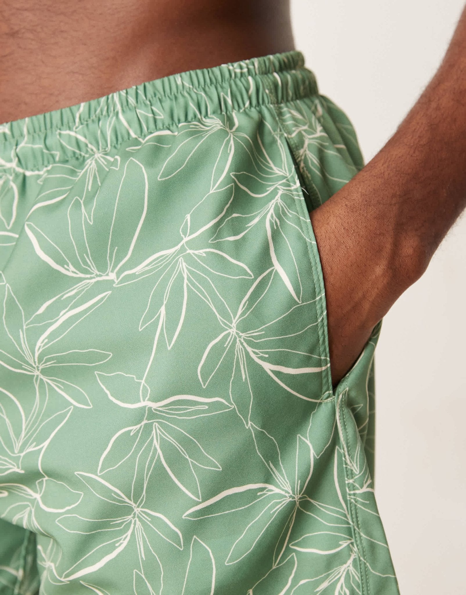 Free Society abstract floral print swim short in green - ASOS Sample Sale