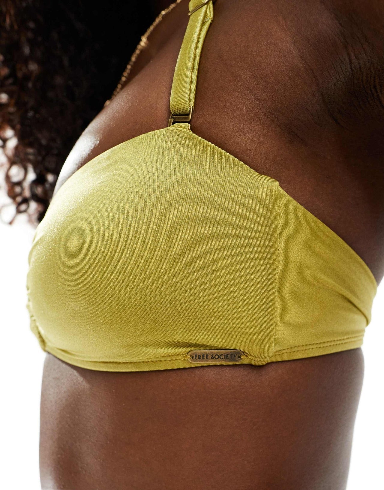 Free Society u front bandeau bikini top in pesto - ASOS Sample Sale