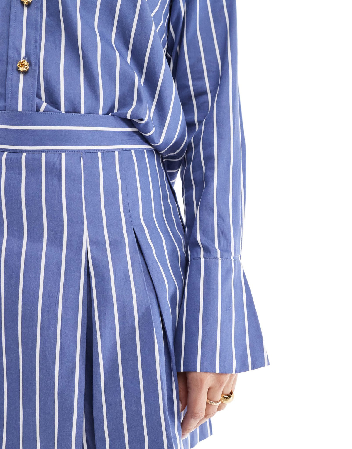 French Connection Alexis cotton stripe pleated mini skirt in navy and white co-ord - ASOS Sample Sale