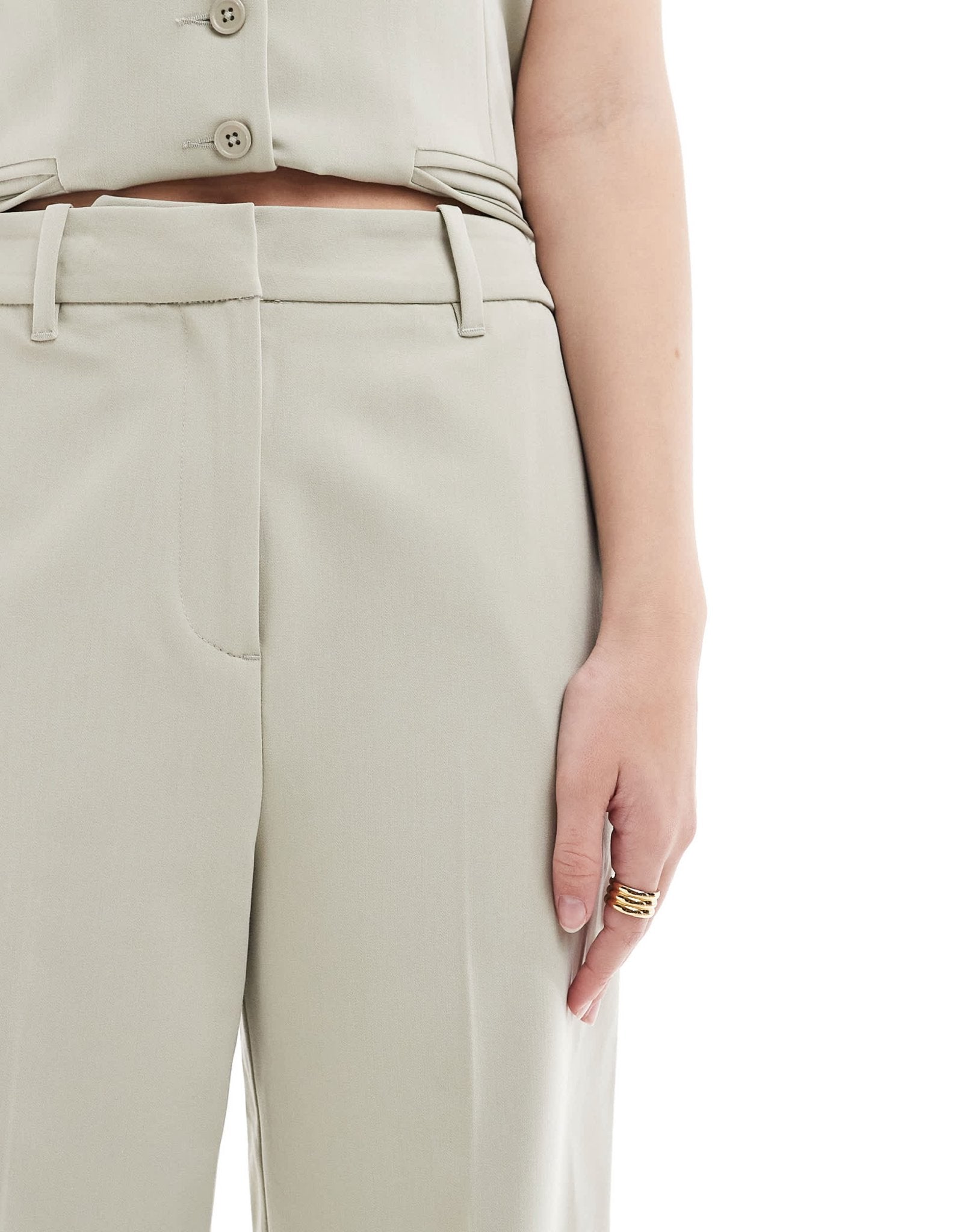 French Connection Angie wide leg trousers co - ord in pistachio - ASOS Sample Sale