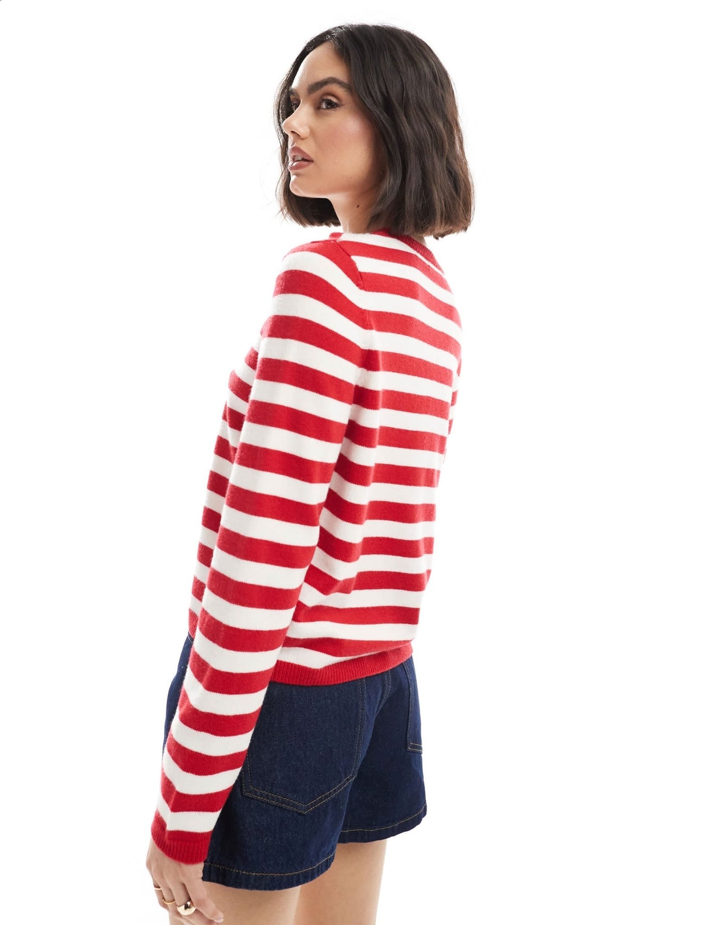 French Connection boxy button up cardigan in red and white stripe - ASOS Sample Sale