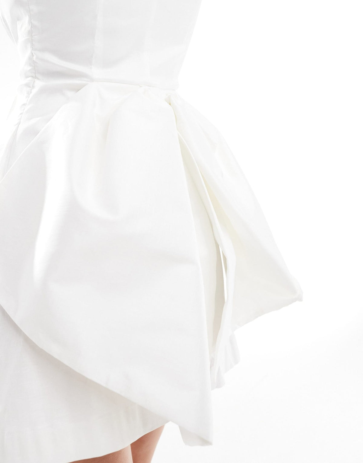 French Connection Carey satin pleated mini dress with bow back in white - ASOS Sample Sale