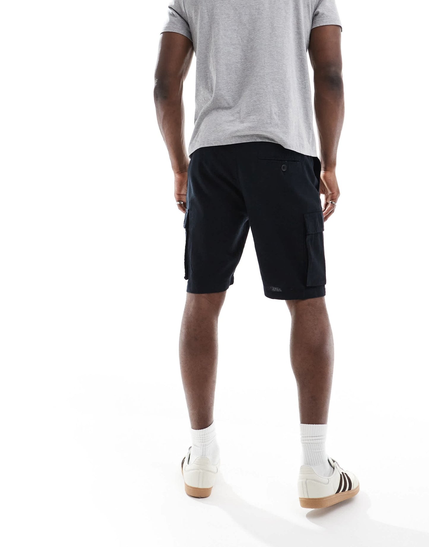 French Connection cargo pocket linen shorts in black - ASOS Sample Sale