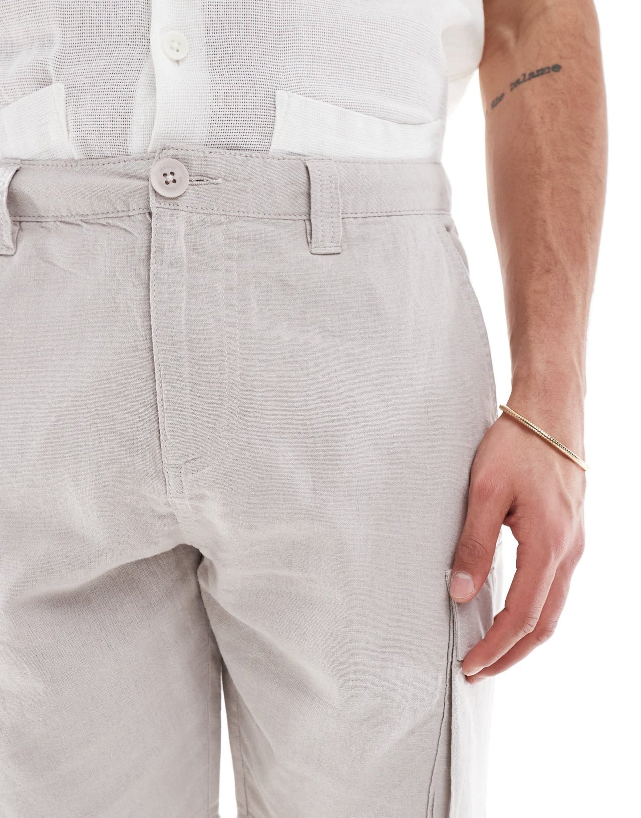 French Connection cargo pocket linen shorts in stone - ASOS Sample Sale