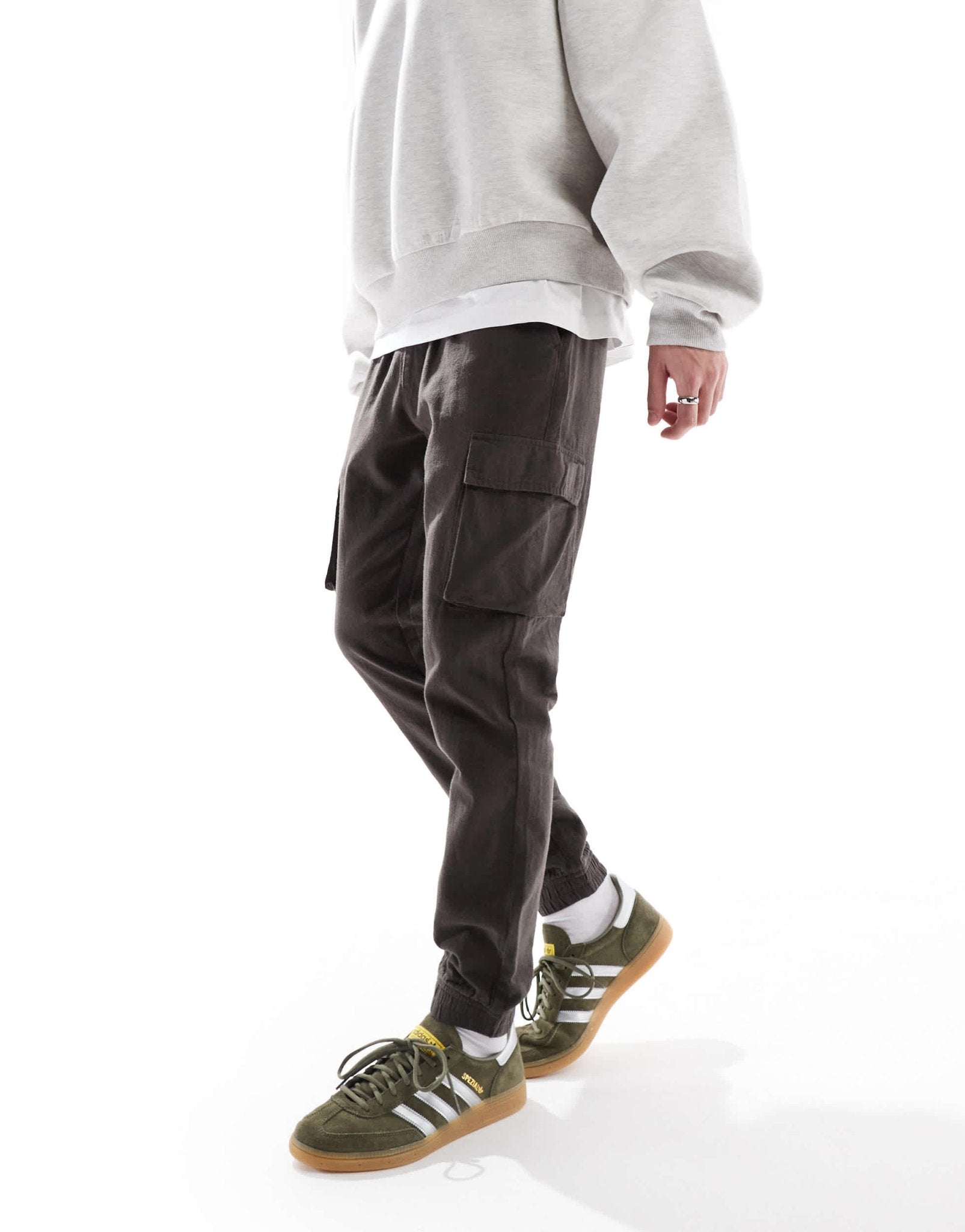 French Connection cargo pocket linen trousers in khaki - ASOS Sample Sale