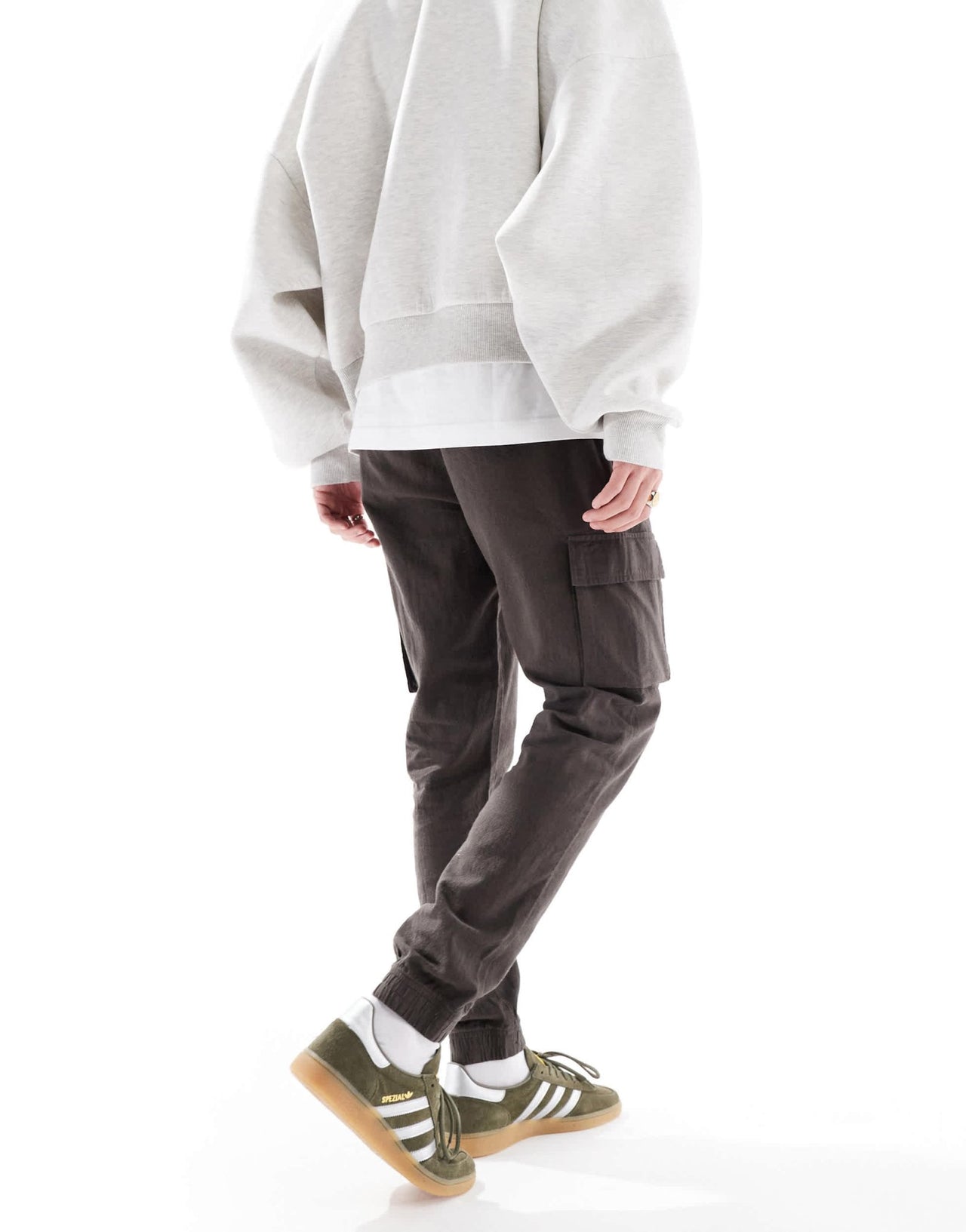 French Connection cargo pocket linen trousers in khaki - ASOS Sample Sale