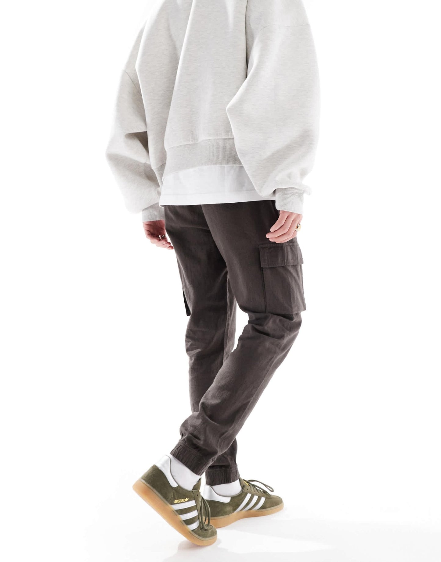 French Connection cargo pocket linen trousers in khaki - ASOS Sample Sale