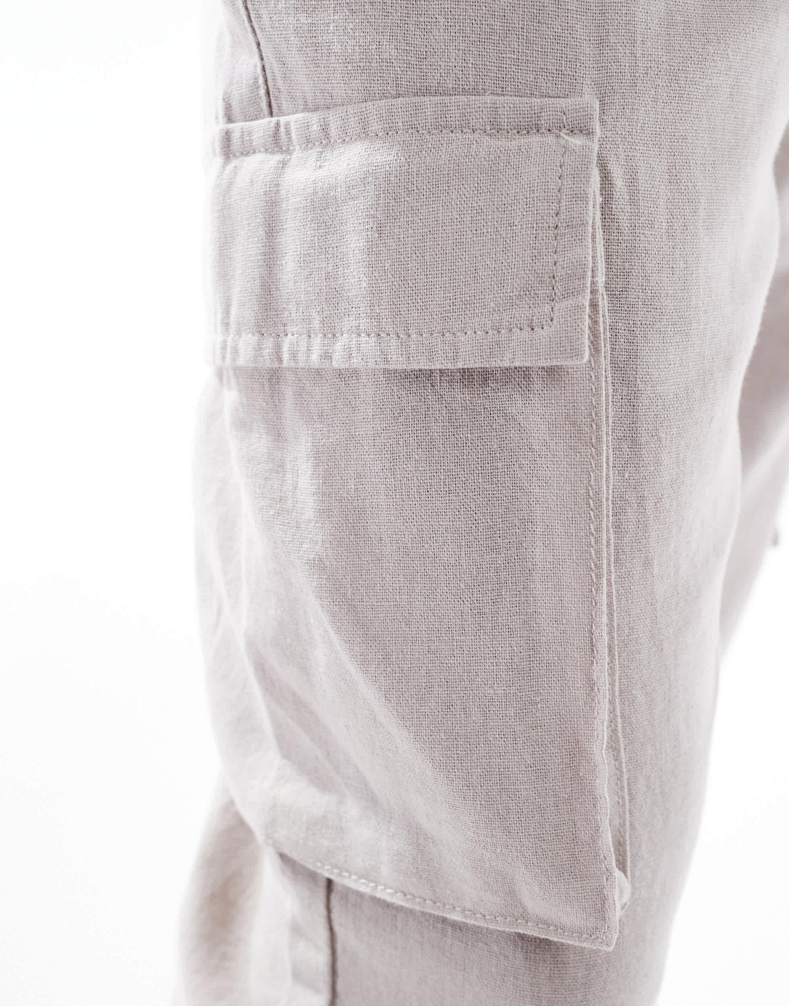 French Connection cargo pocket linen trousers in stone - ASOS Sample Sale