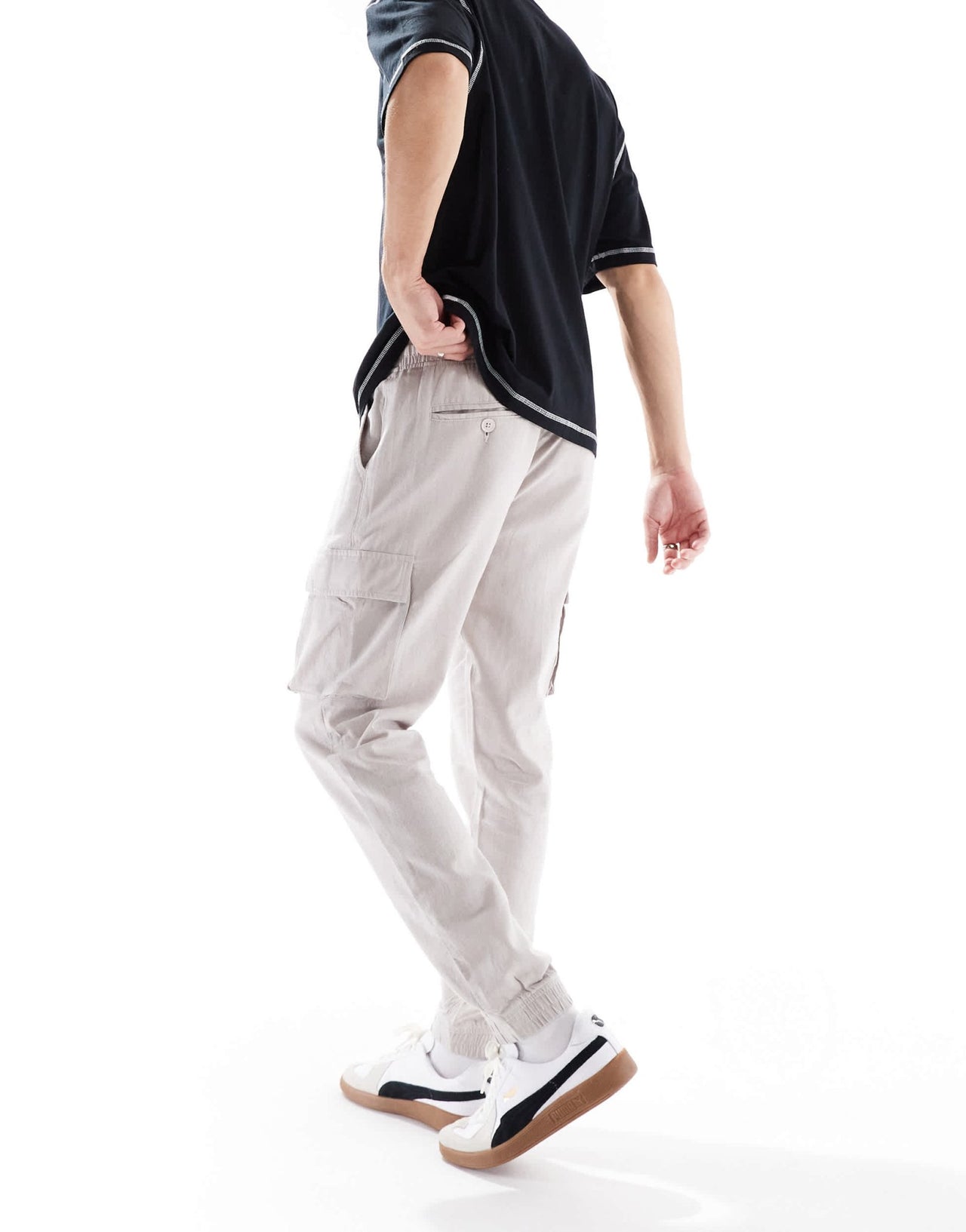French Connection cargo pocket linen trousers in stone - ASOS Sample Sale