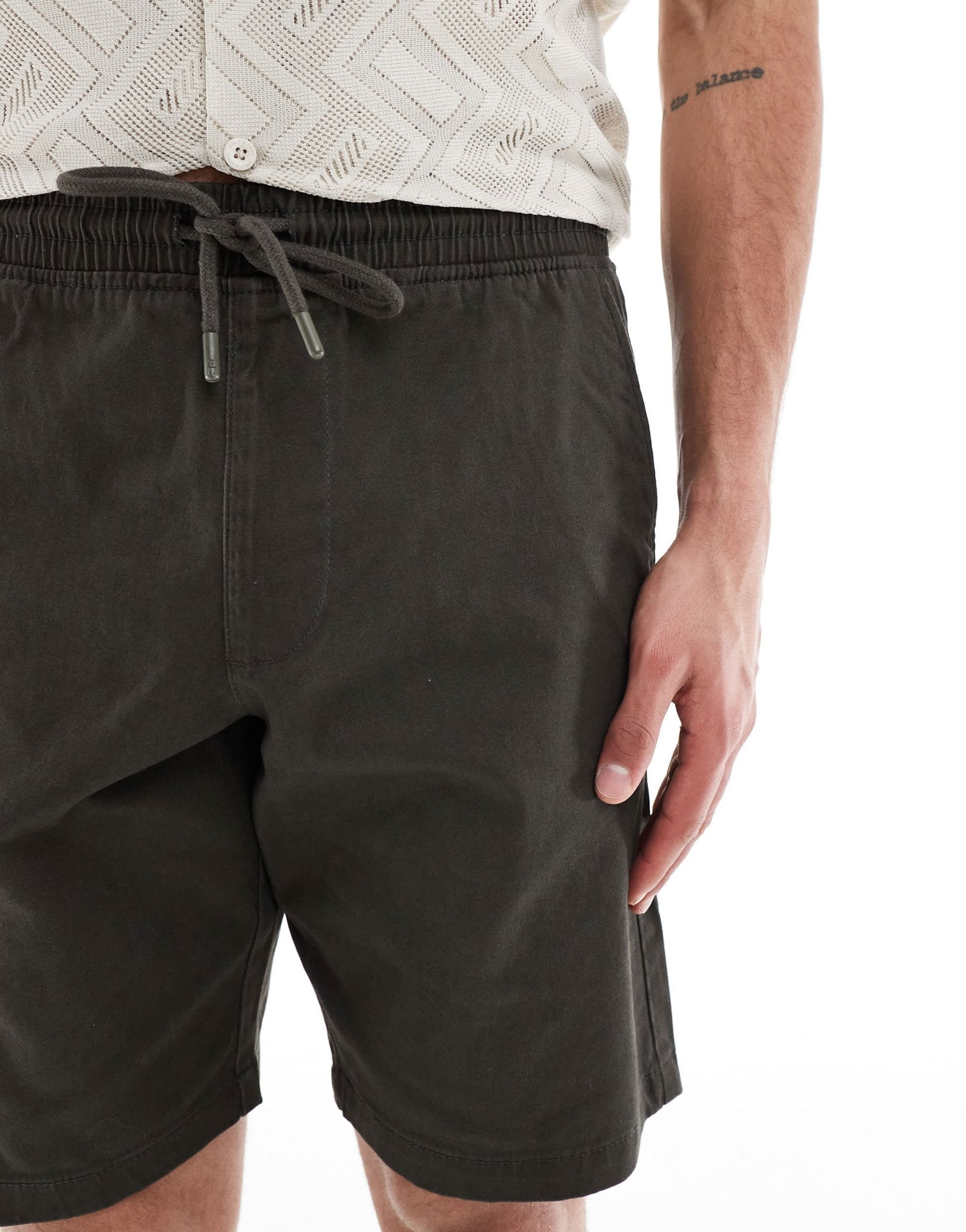 French Connection chino jogger shorts in khaki - ASOS Sample Sale