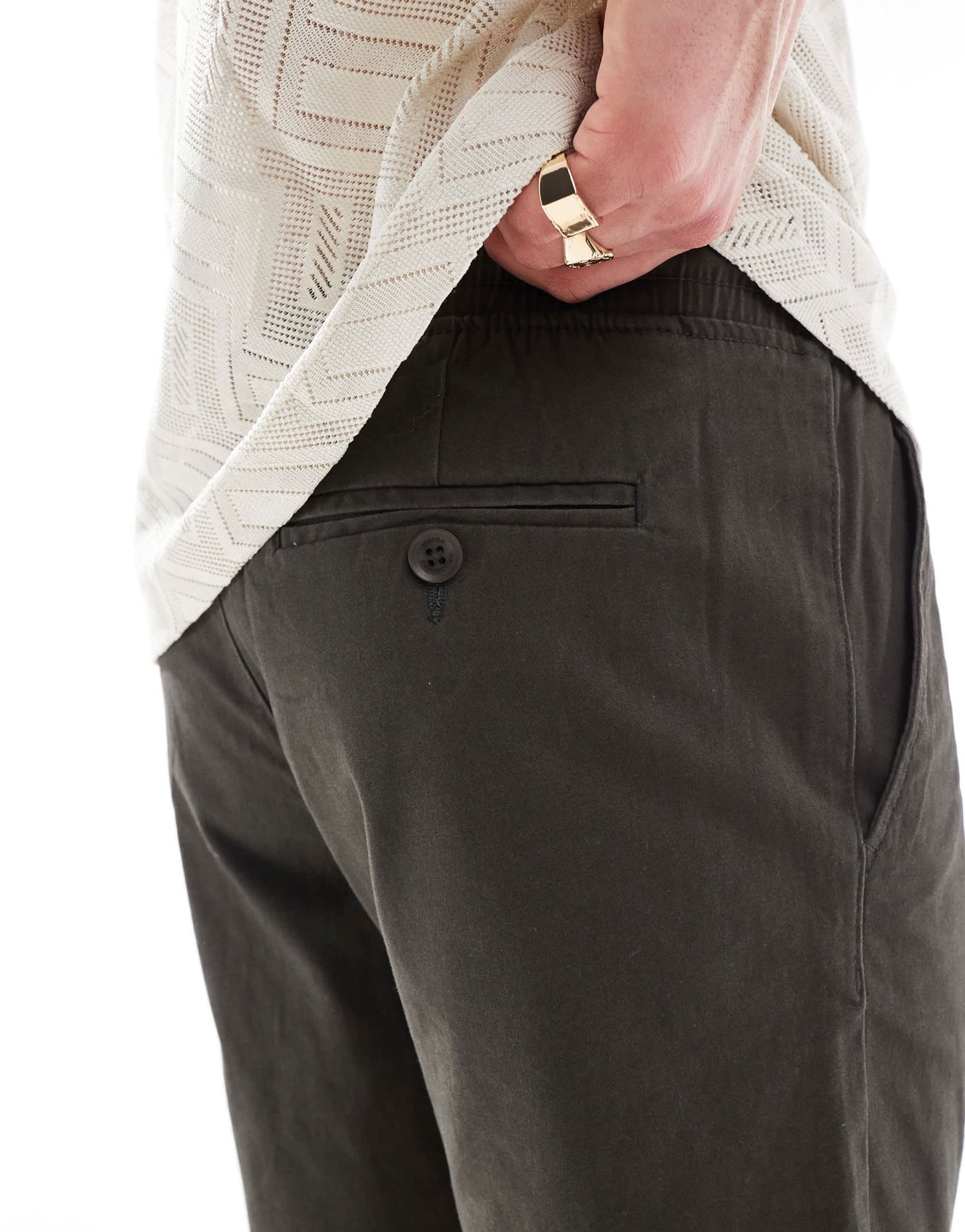 French Connection chino jogger shorts in khaki - ASOS Sample Sale