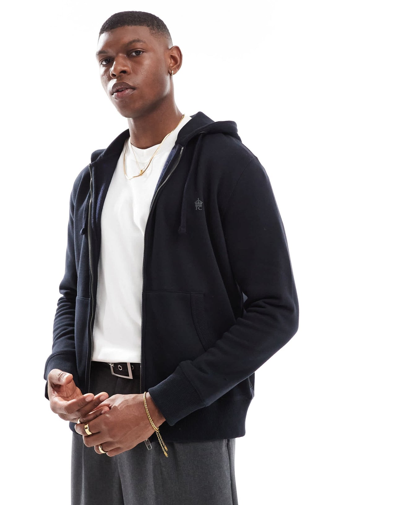 French Connection classic zip up hoodie in navy - ASOS Sample Sale
