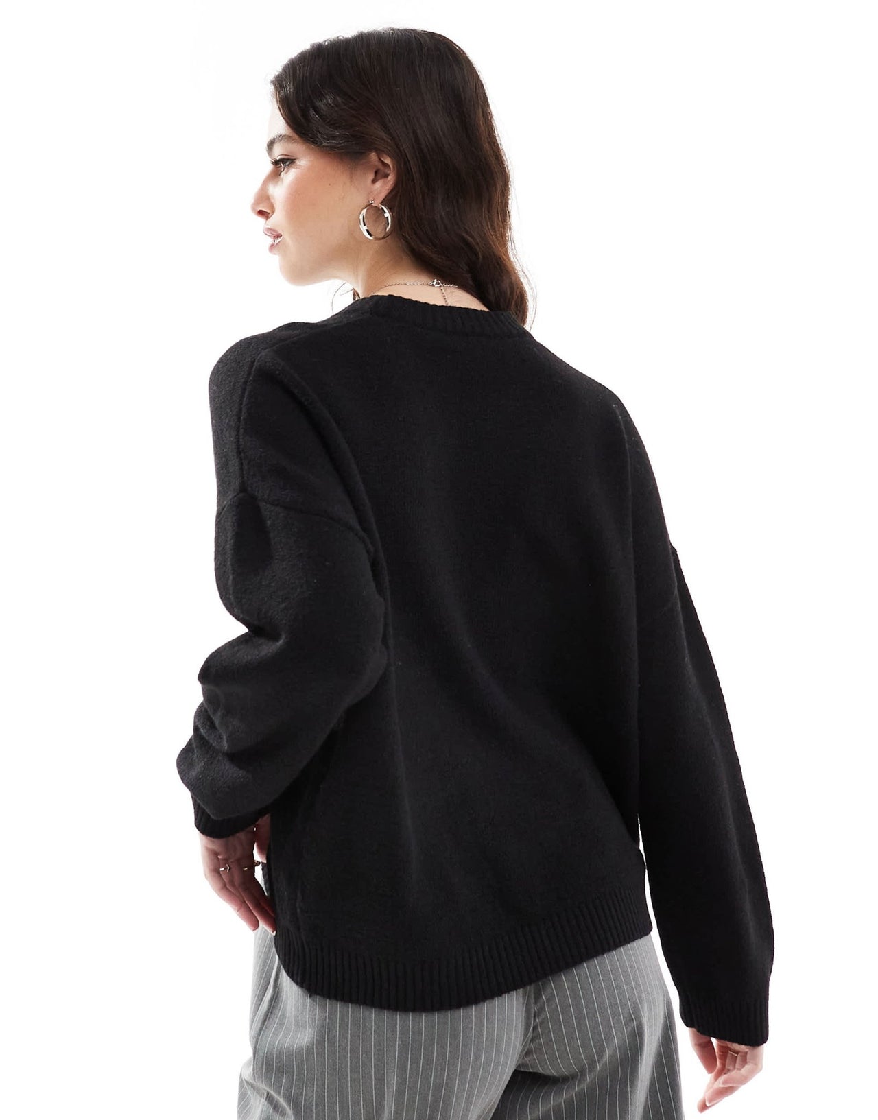French Connection crew neck jumper with ruched tie front in black - ASOS Sample Sale
