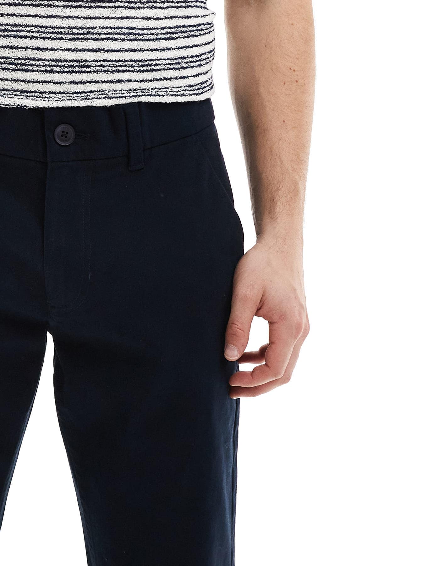 French Connection cuffed chino trousers in navy - ASOS Sample Sale