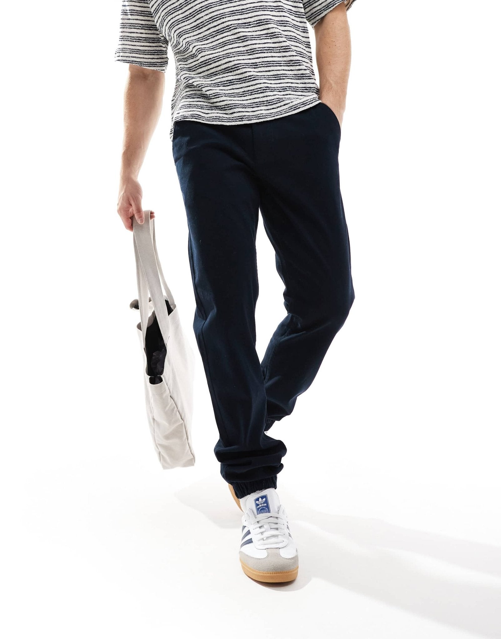 French Connection cuffed chino trousers in navy - ASOS Sample Sale
