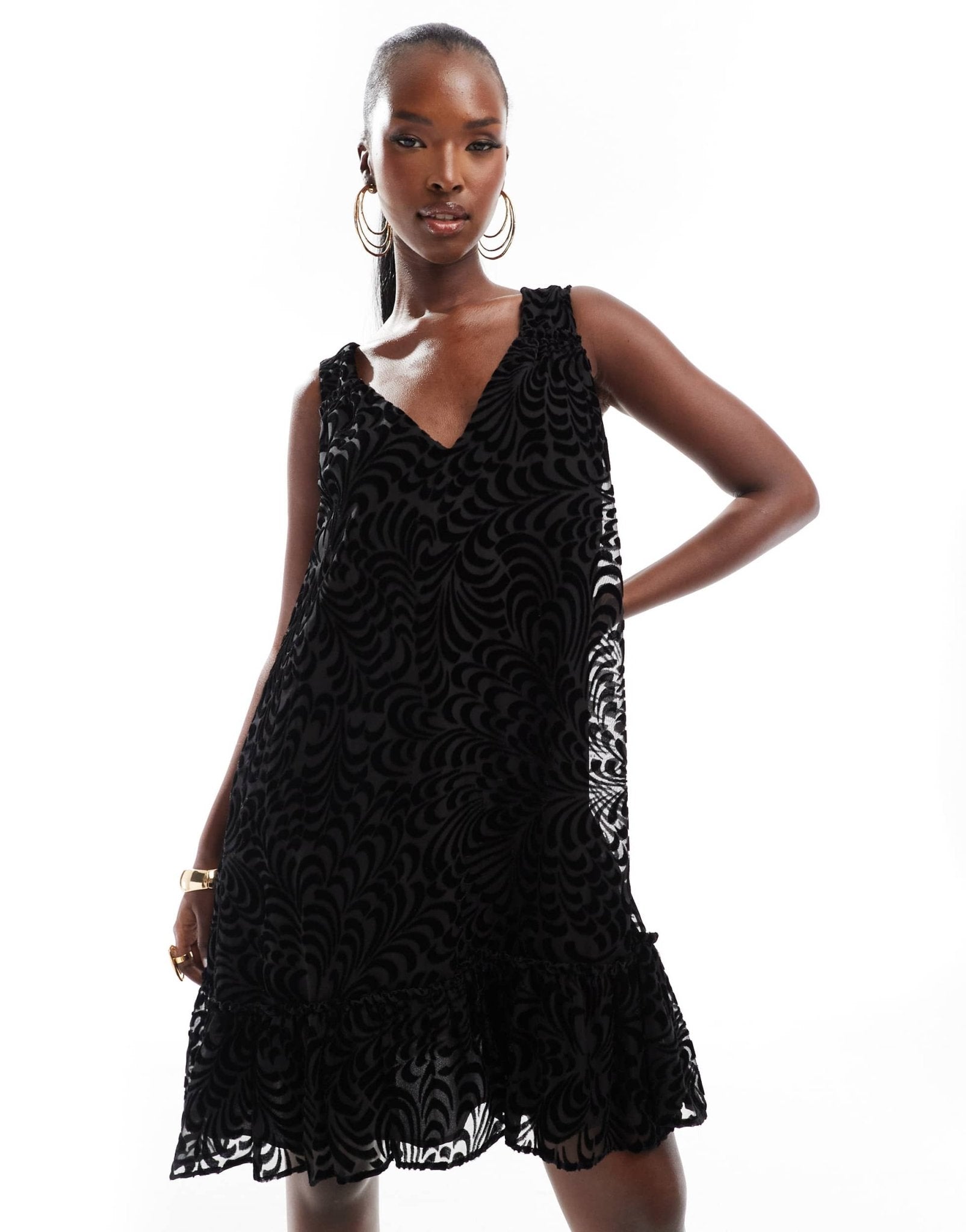French Connection Dia devore mini a line dress in black - ASOS Sample Sale