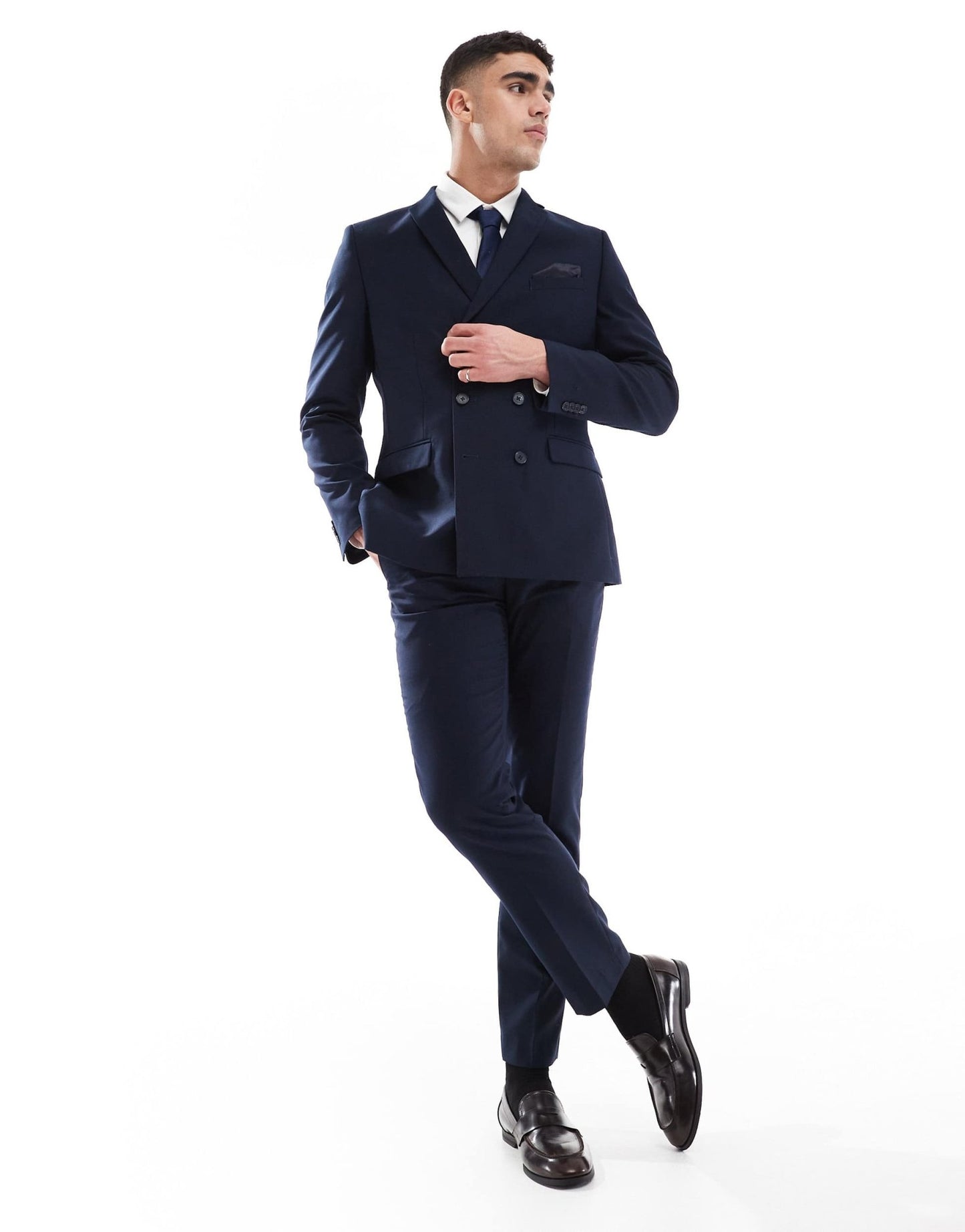 French Connection double breasted formal suit jacket co-ord in marine navy - ASOS Sample Sale