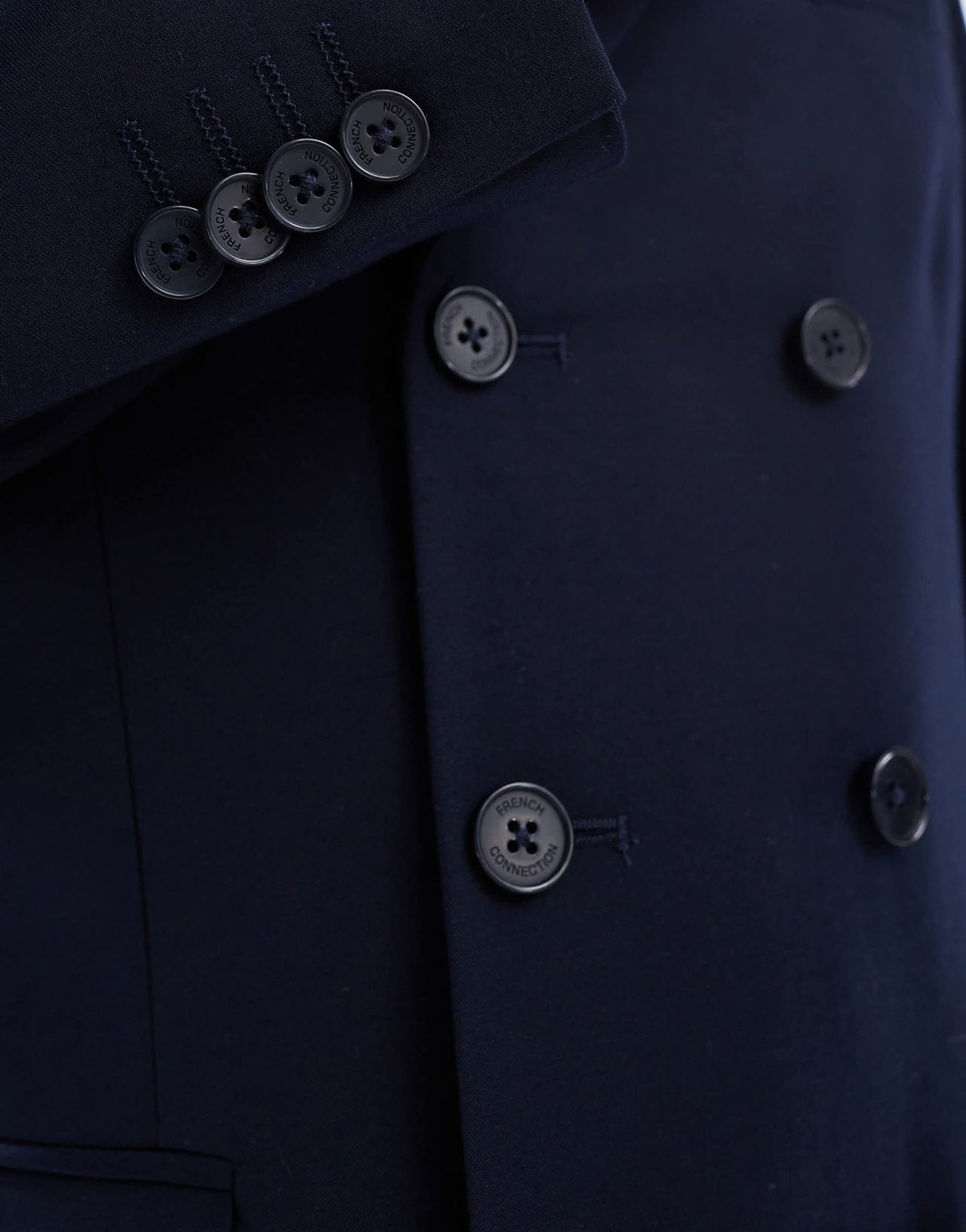 French Connection double breasted formal suit jacket co-ord in marine navy - ASOS Sample Sale