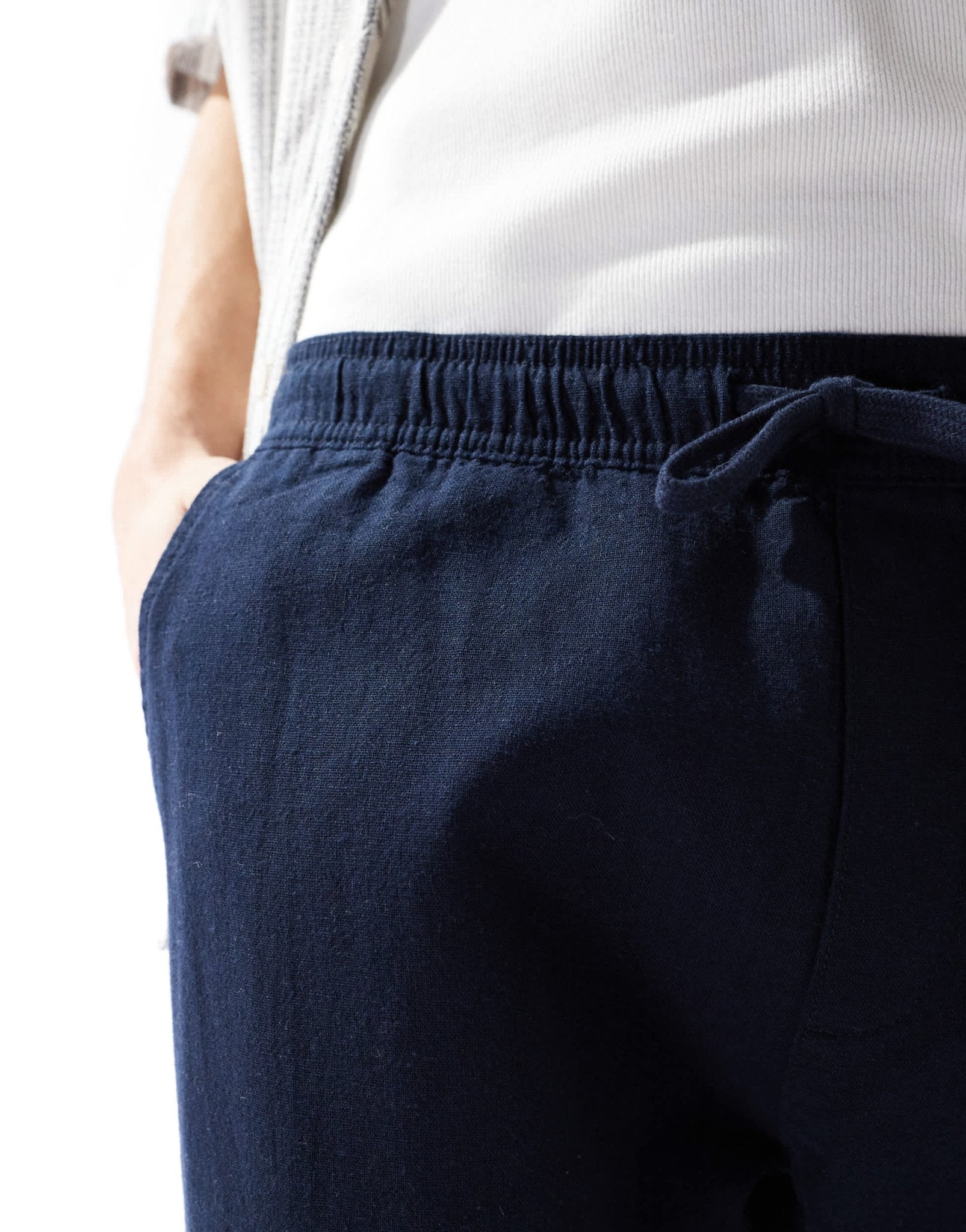 French Connection drawstring linen trousers in navy - ASOS Sample Sale