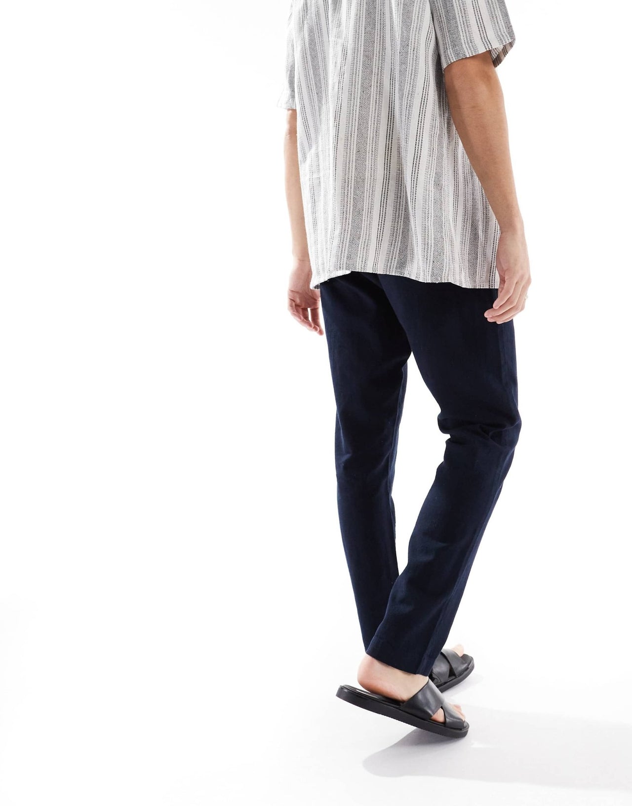 French Connection drawstring linen trousers in navy - ASOS Sample Sale